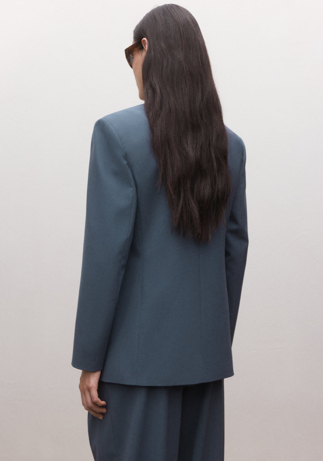 Wool Blend Suit Blazer - Blue