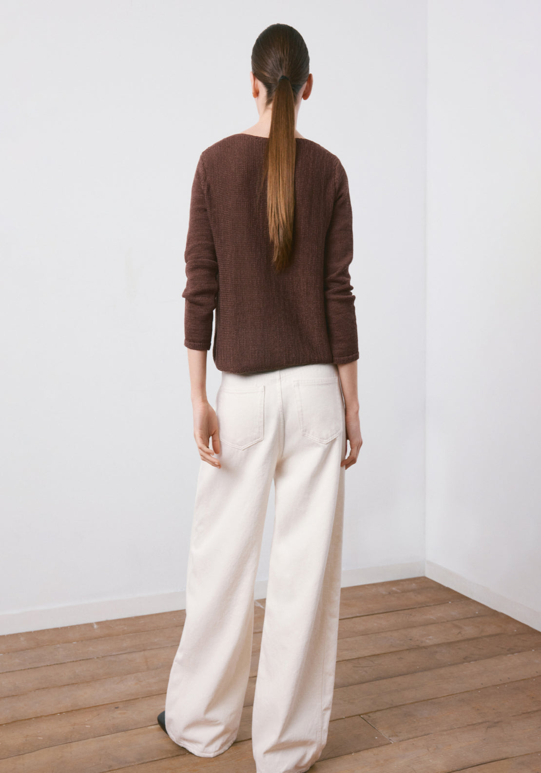 Mango Open Chunky Knit Jumper - Brown 2 Shaws Department Stores