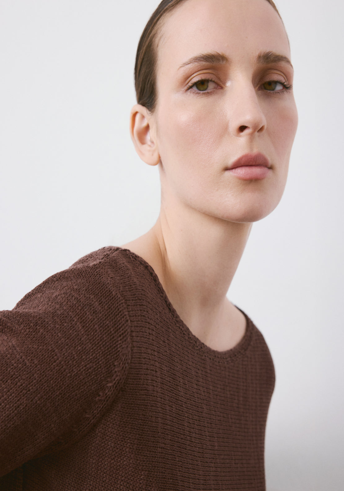 Mango Open Chunky Knit Jumper - Brown 3 Shaws Department Stores