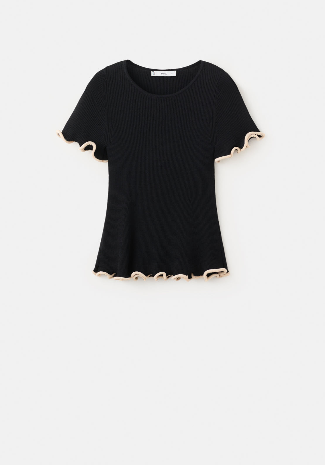 Peplum Jumper With Contrasting Trims - Black