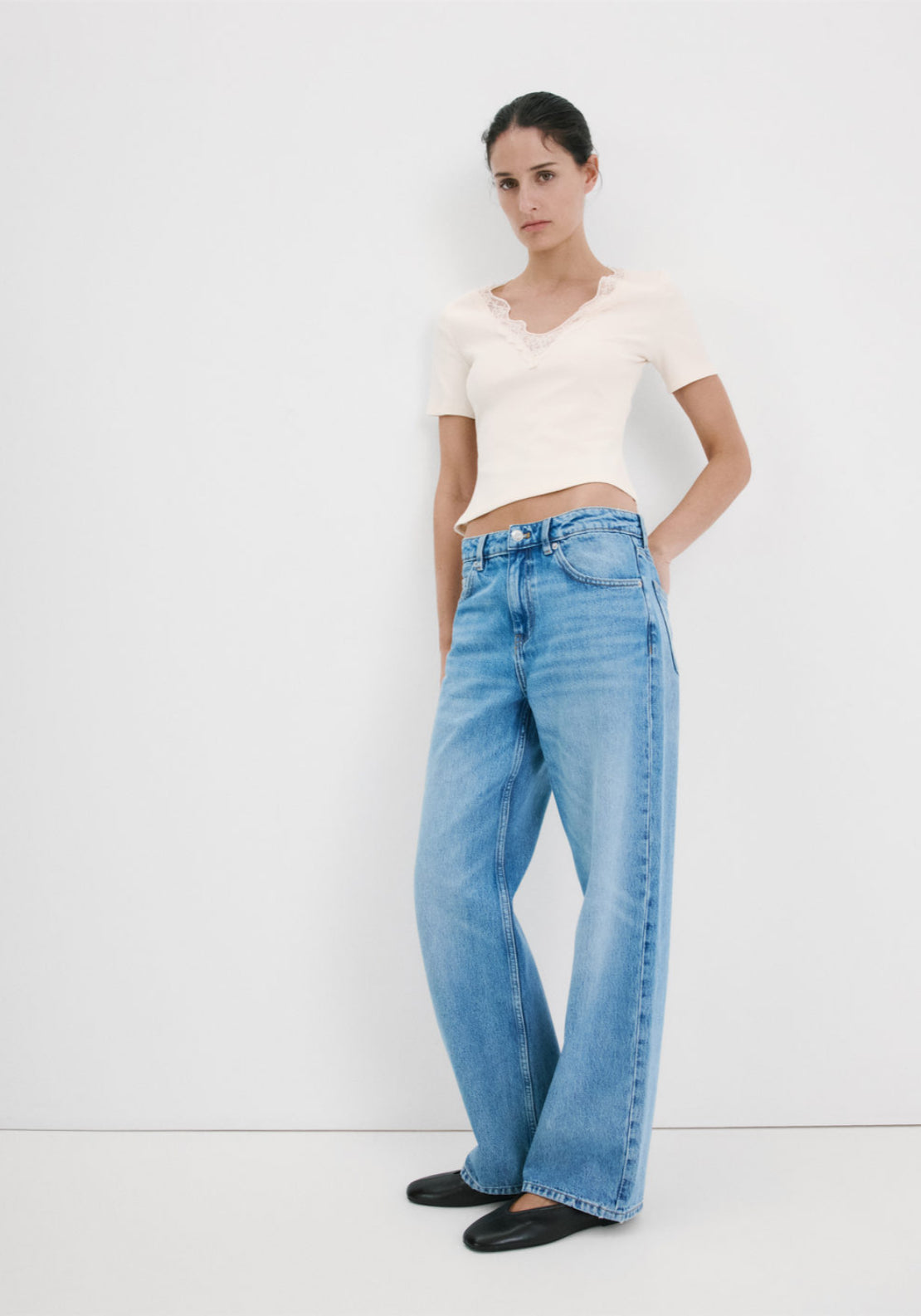 Lace Trim Top - Cream
