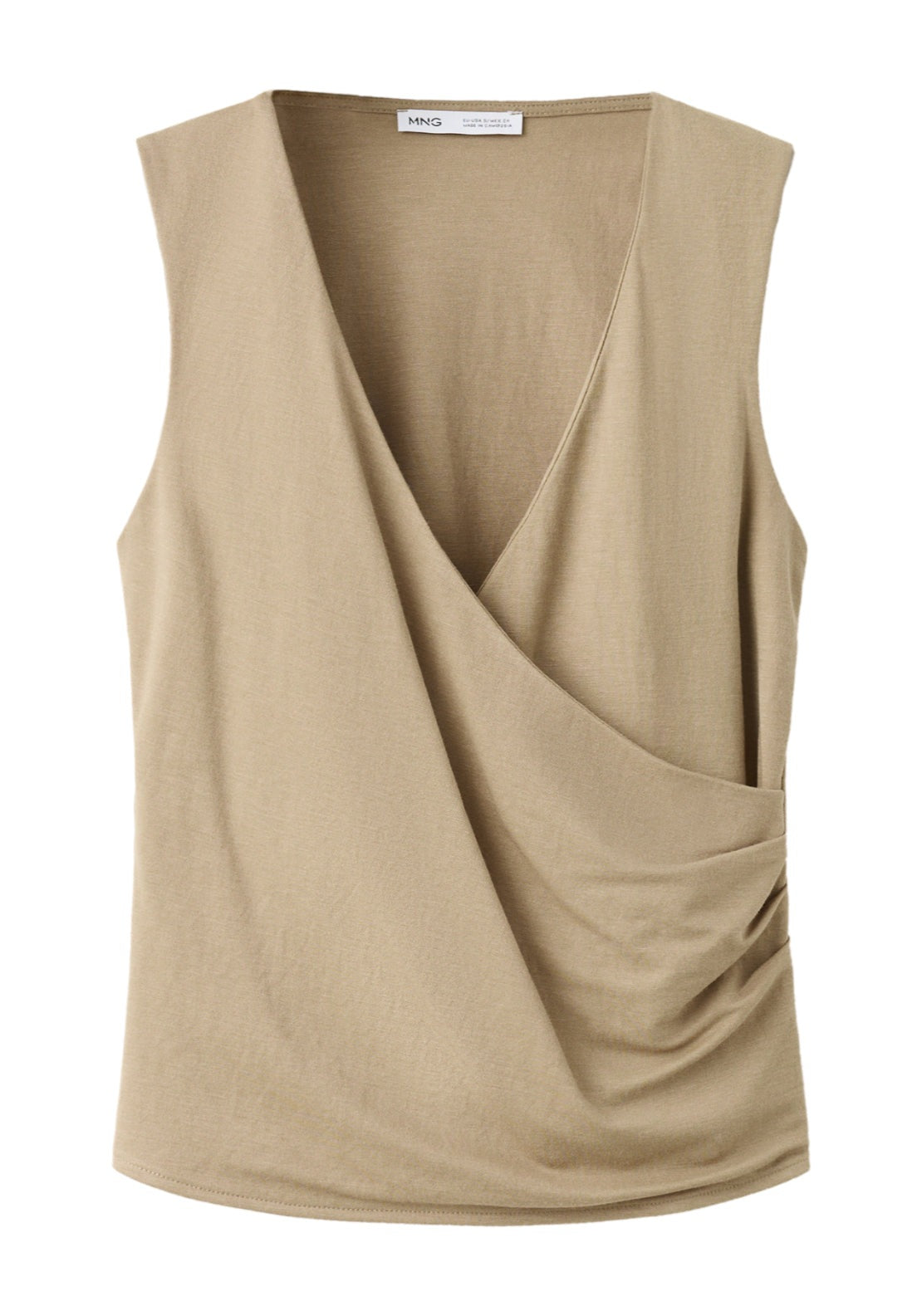 Ruched Wrap Top - Beige