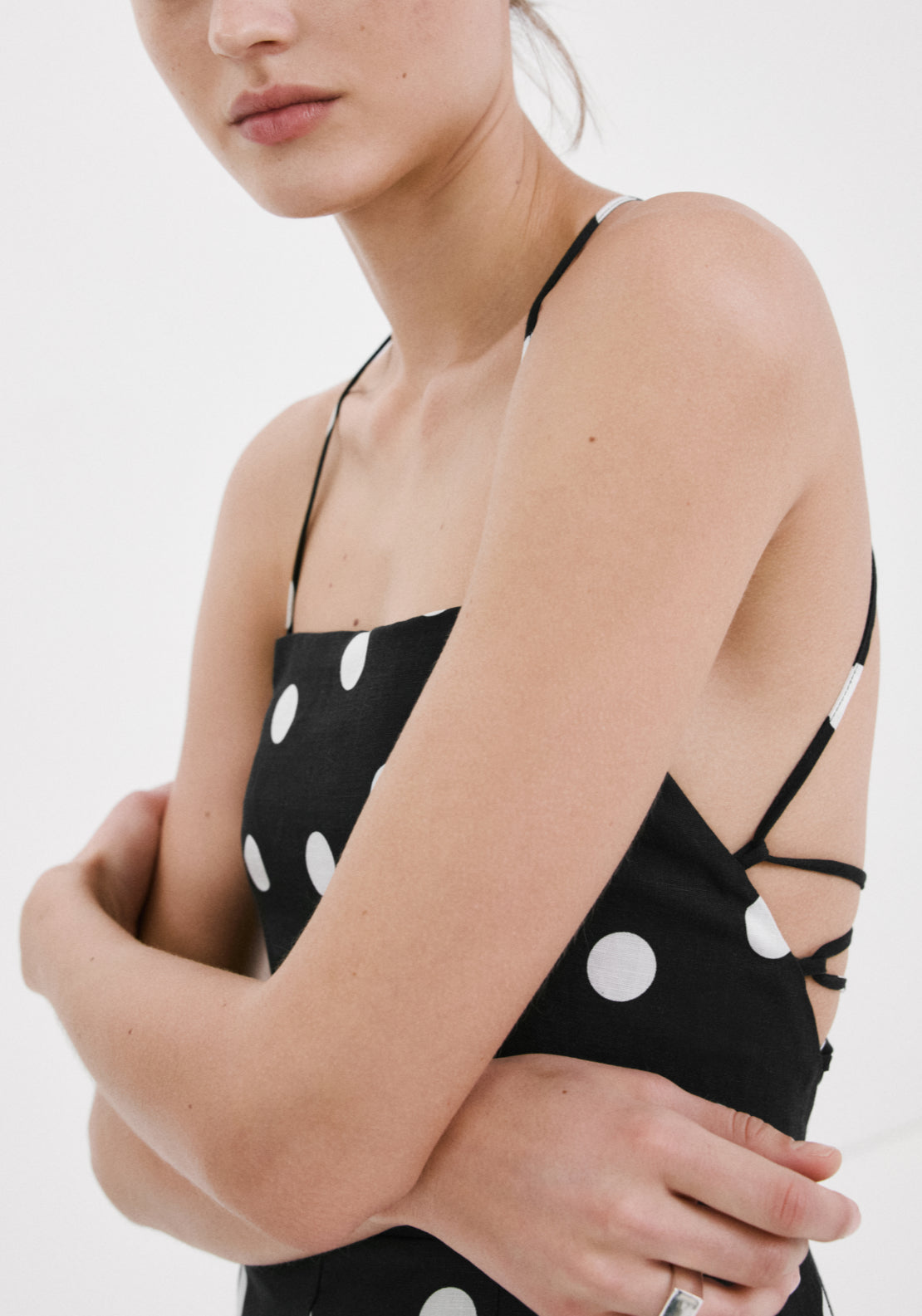 Lyocell Polka Dot Dress - Black