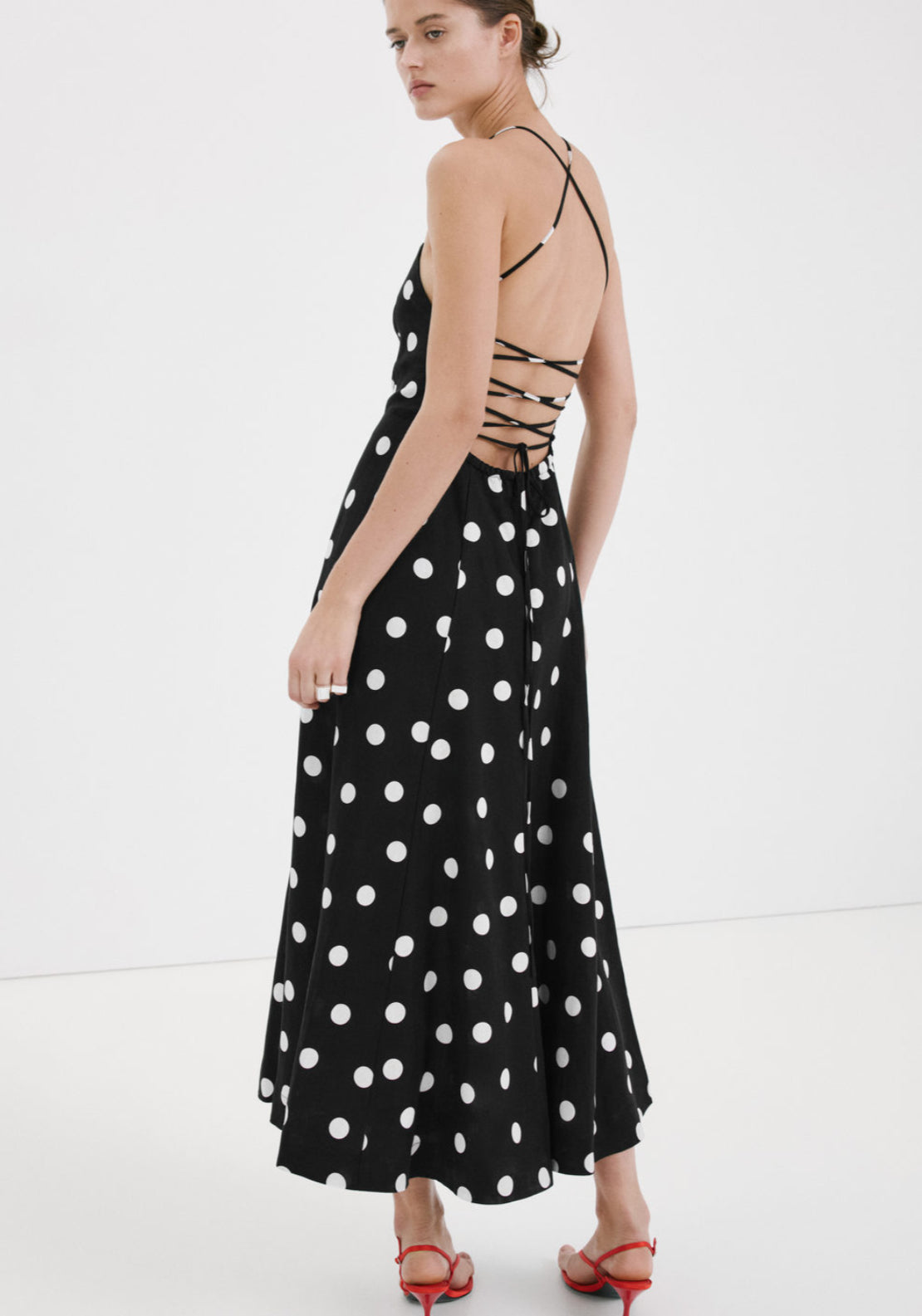 Lyocell Polka Dot Dress - Black