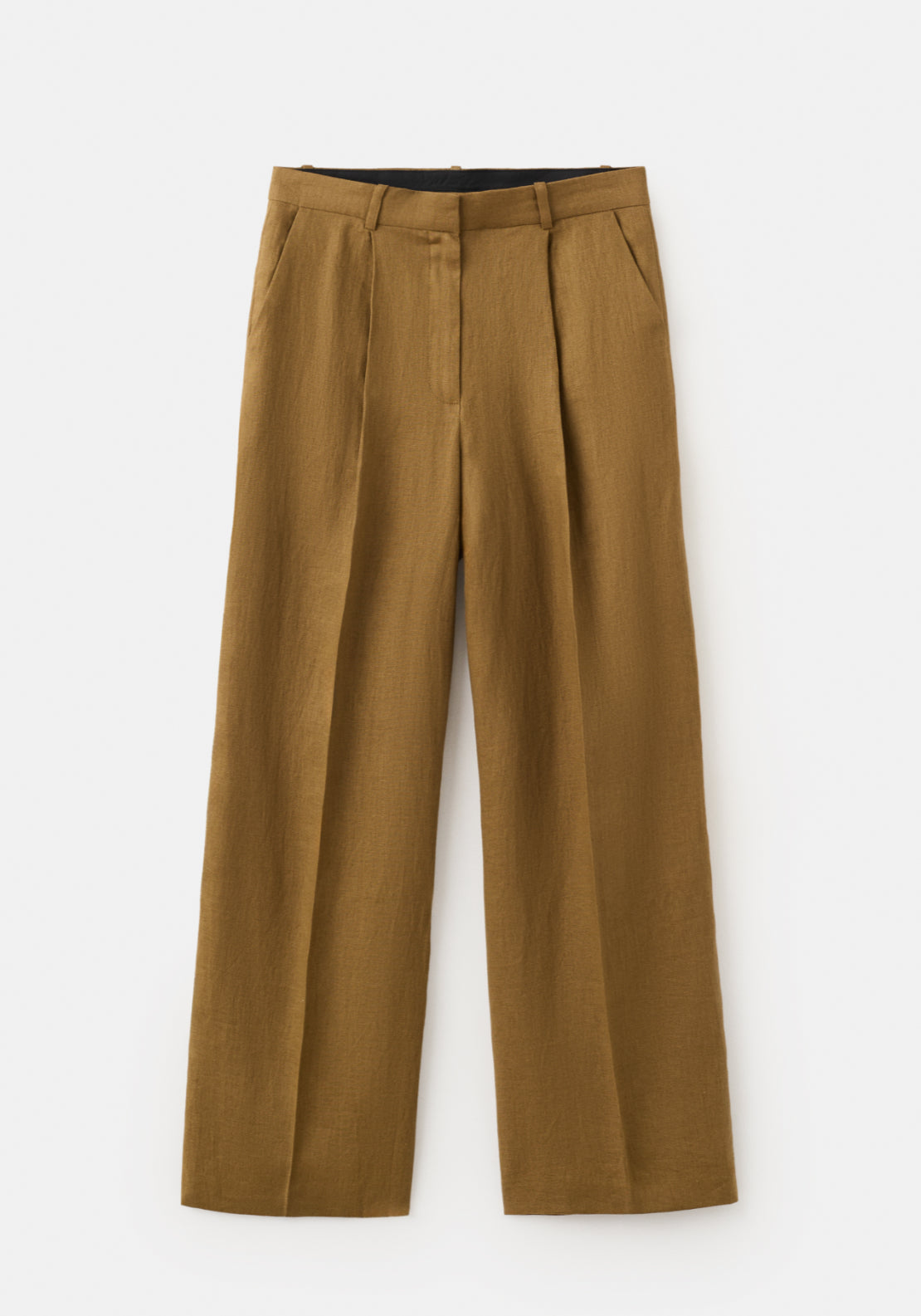 Straight Fit Linen Suit Trousers - Green