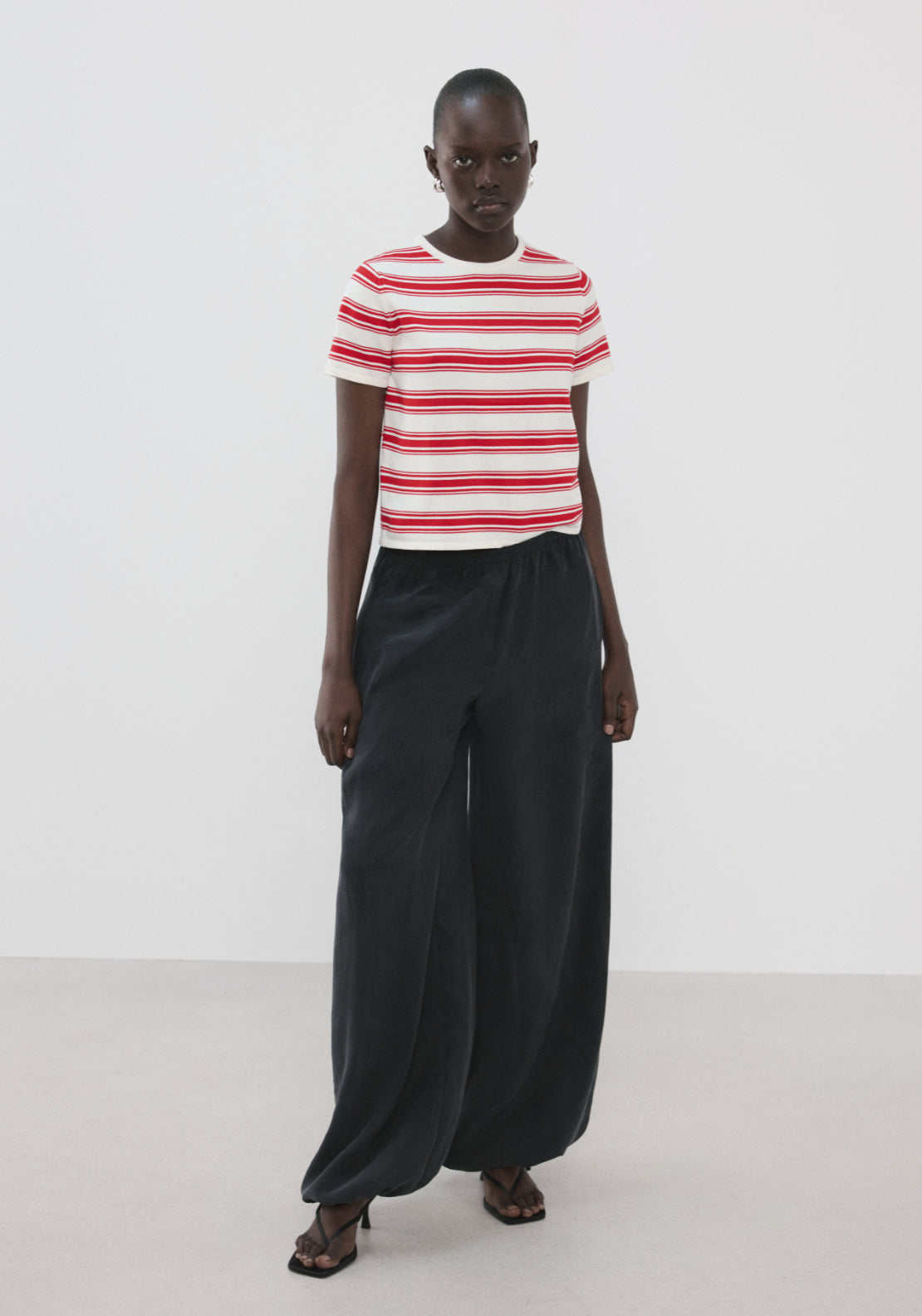 Knit Striped Sweater - Red