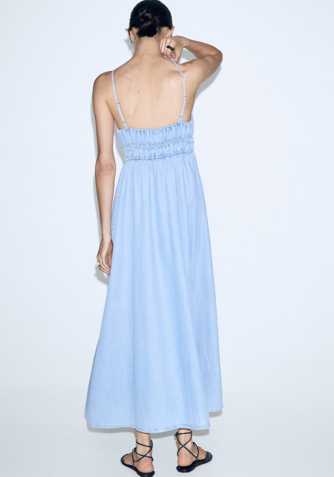 Lyocell Ruched Denim Dress - Denim Blue