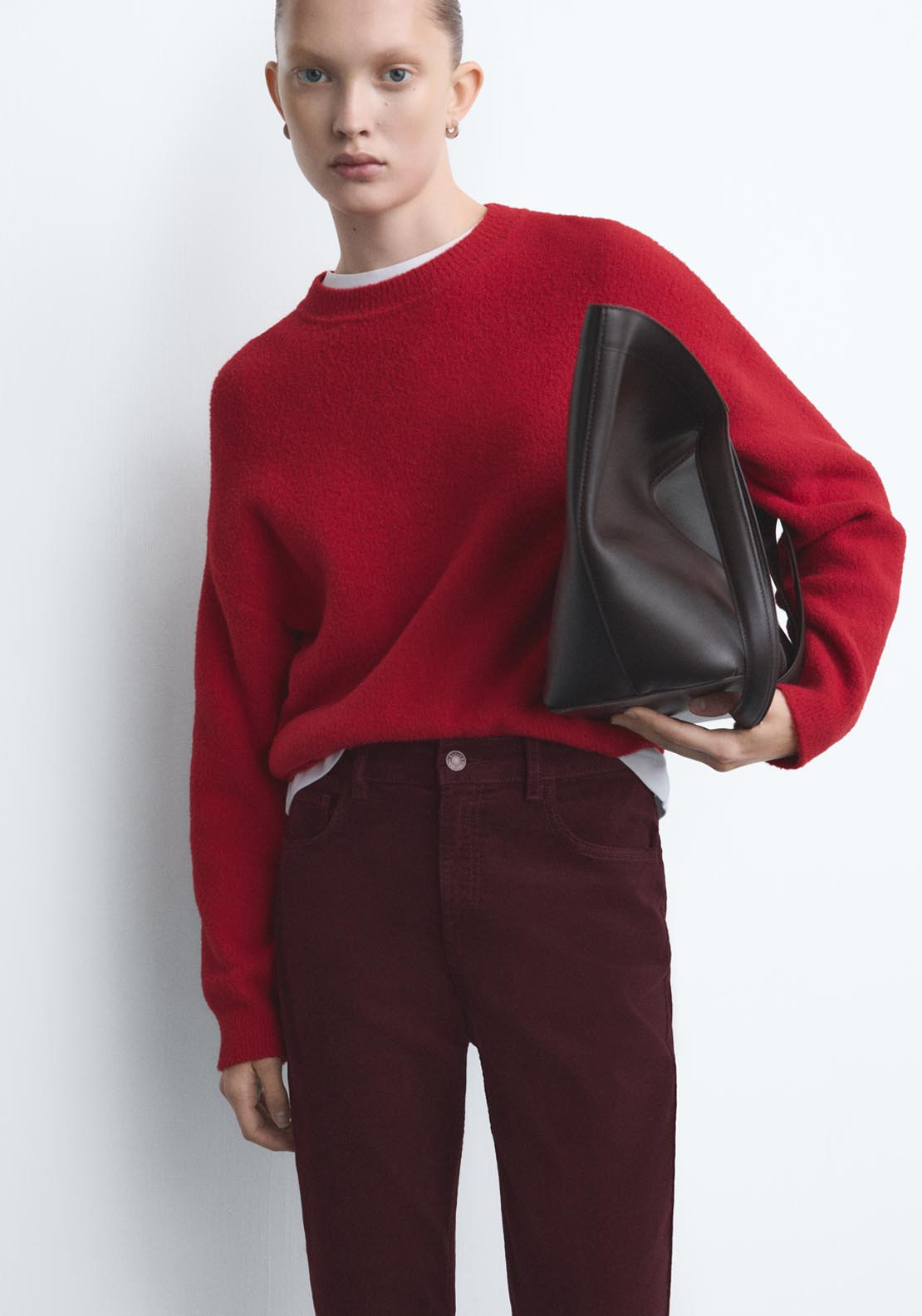 Velvet Flared Jeans - Burgundy