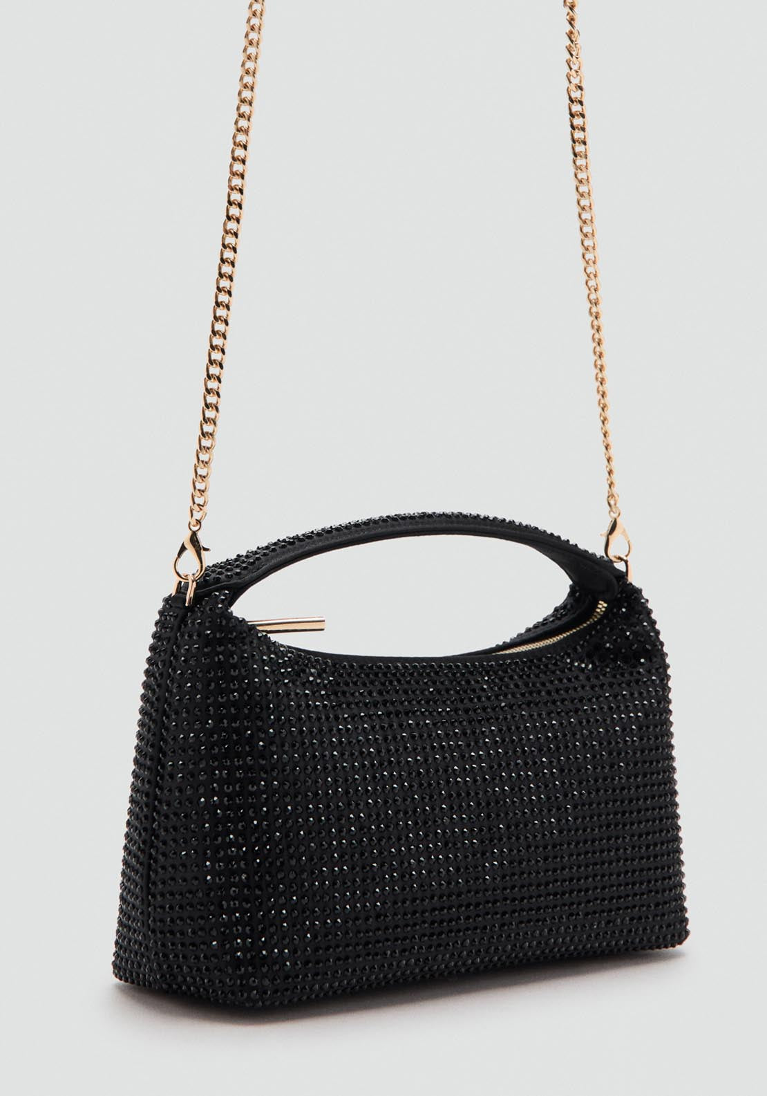 Handbag With Rhinestones - Black