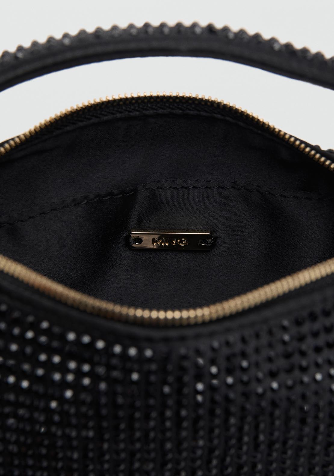 Handbag With Rhinestones - Black