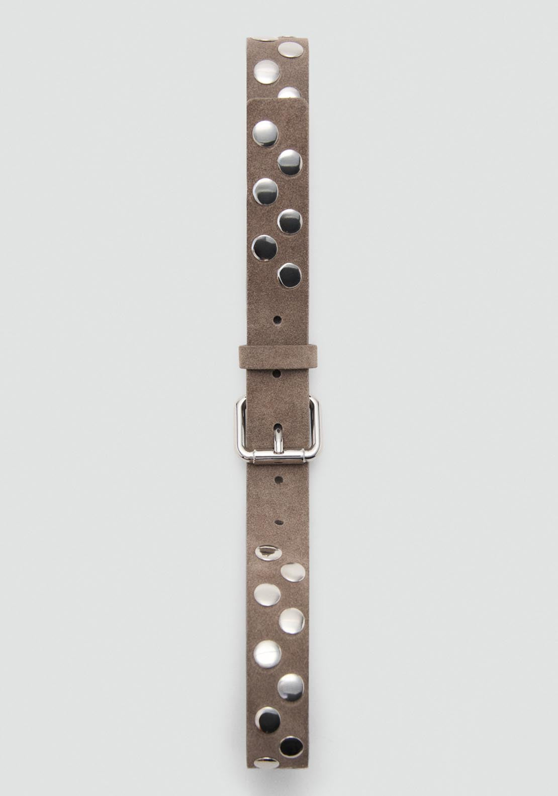 Suede Belt With Studs - Brown