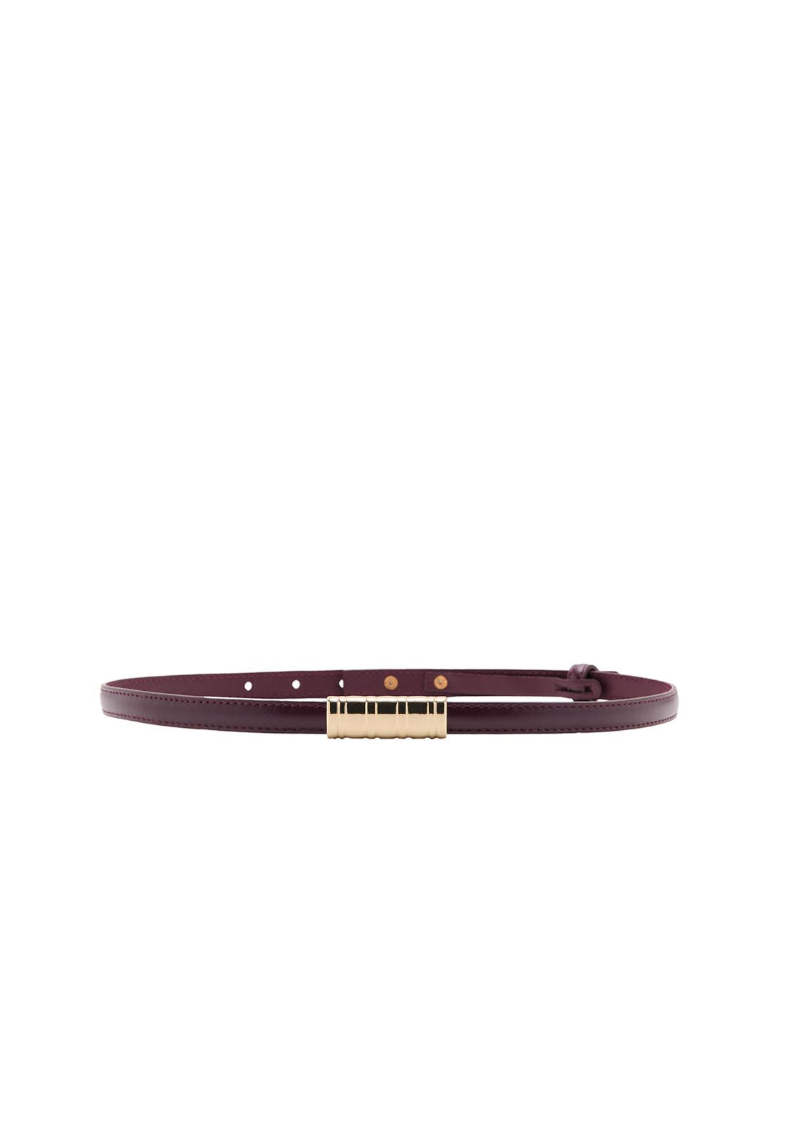 Thin Belt With Metal Detail - Burgundy