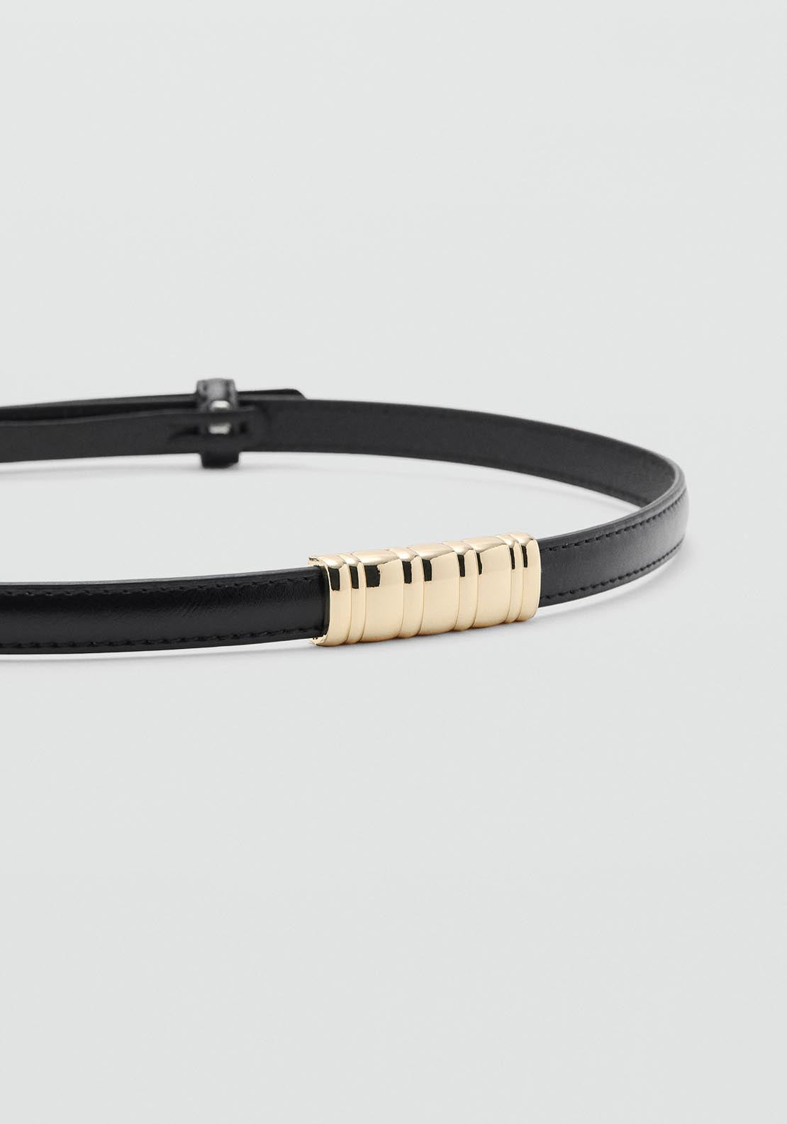 Thin Belt With Metal Detail - Black