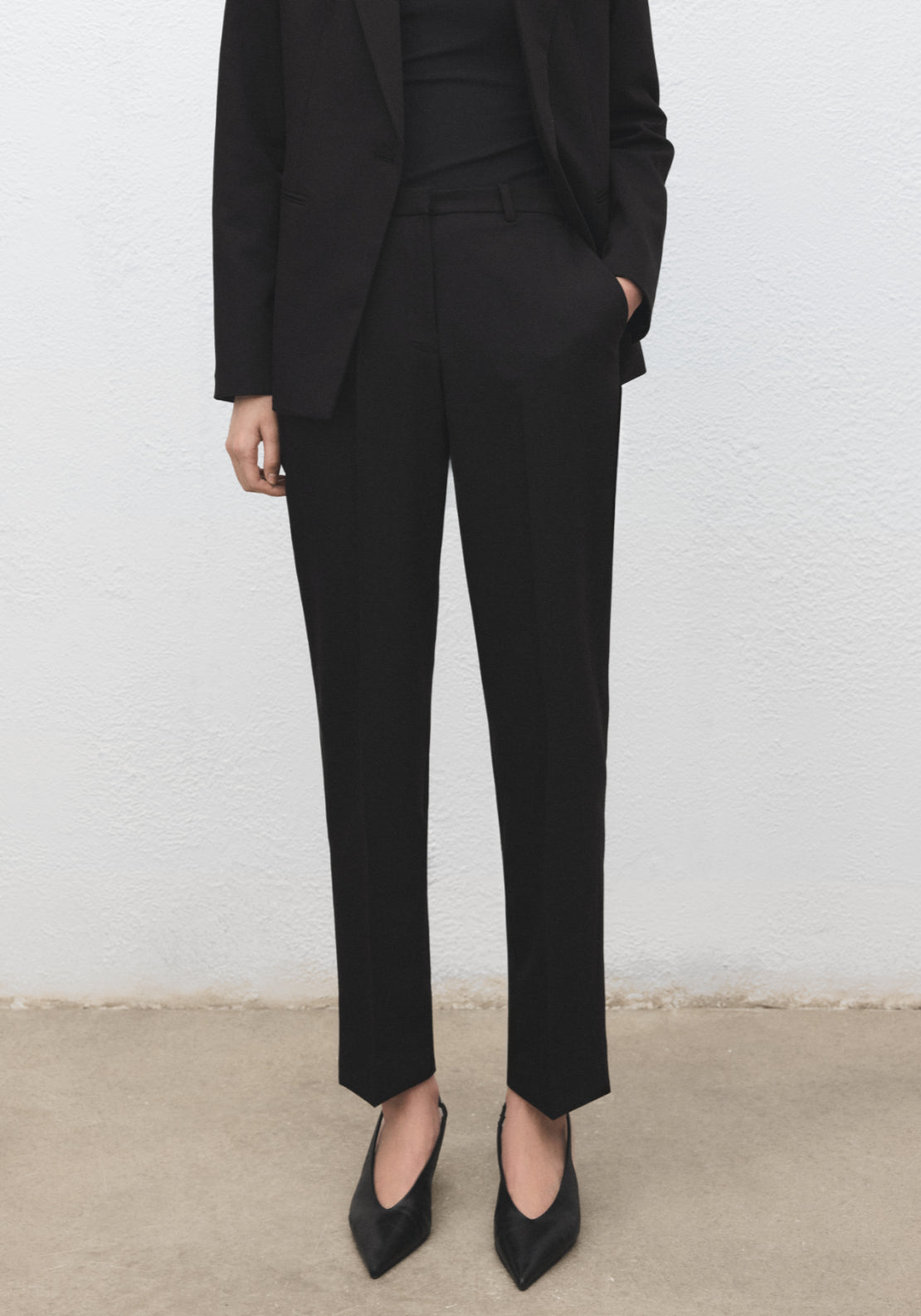 Mango Straight Suit Style Trousers - Black 1 Shaws Department Stores