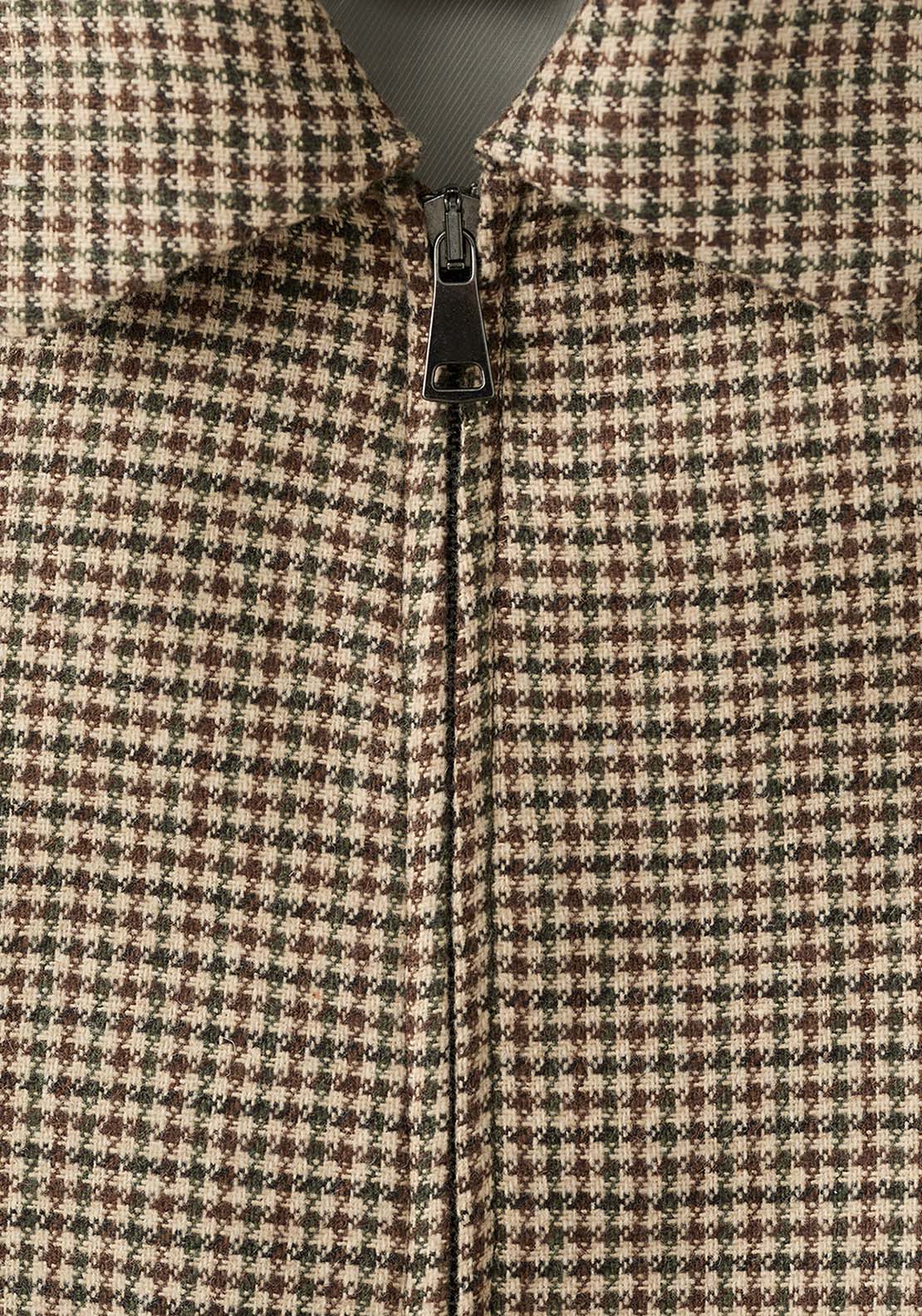 Houndstooth Jacket With Lapels - Brown