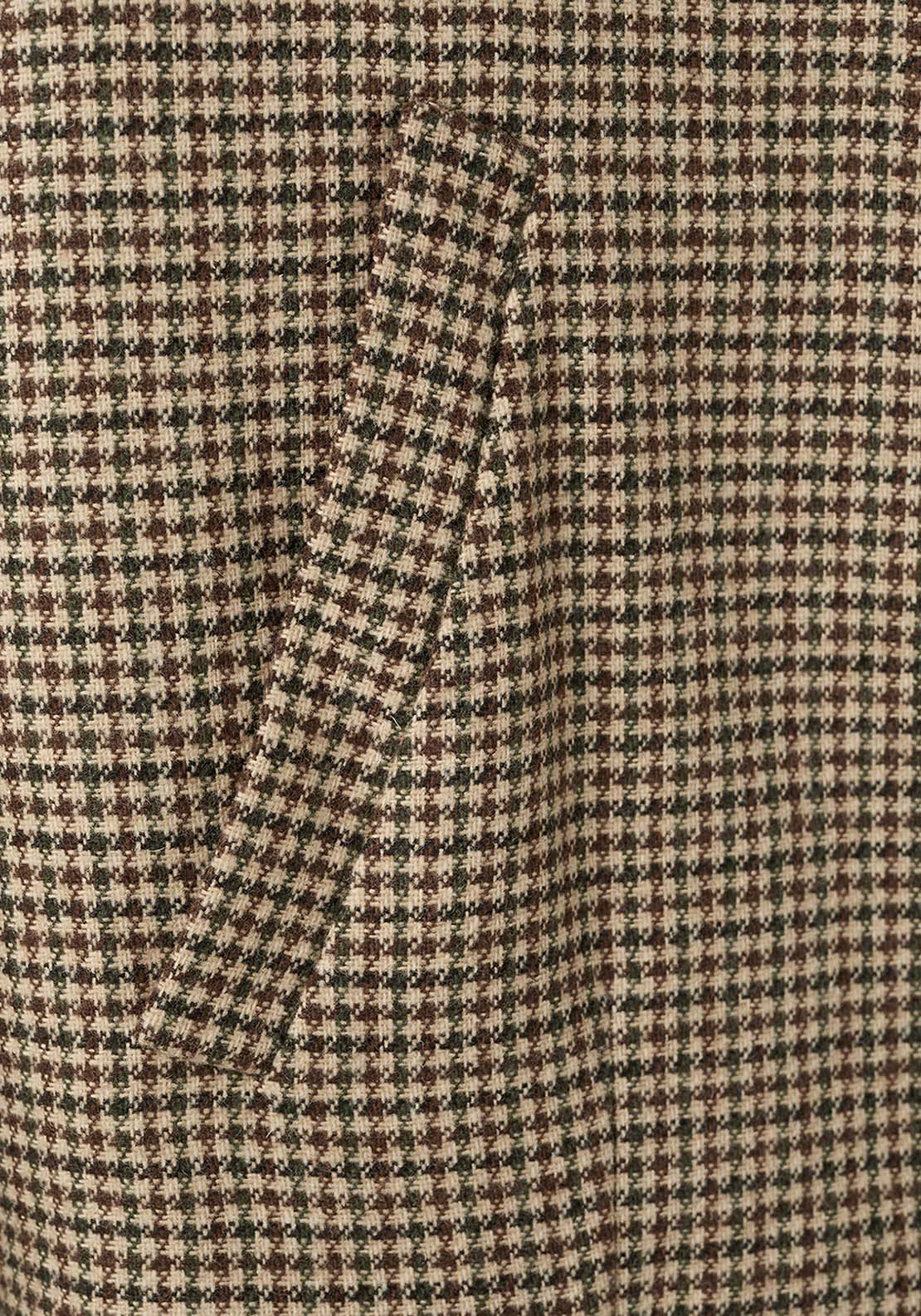 Houndstooth Jacket With Lapels - Brown