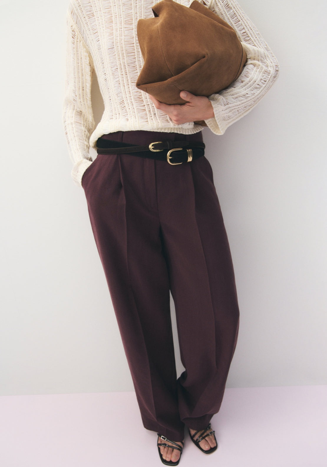 Low Rise Lyocell Trousers - Purple