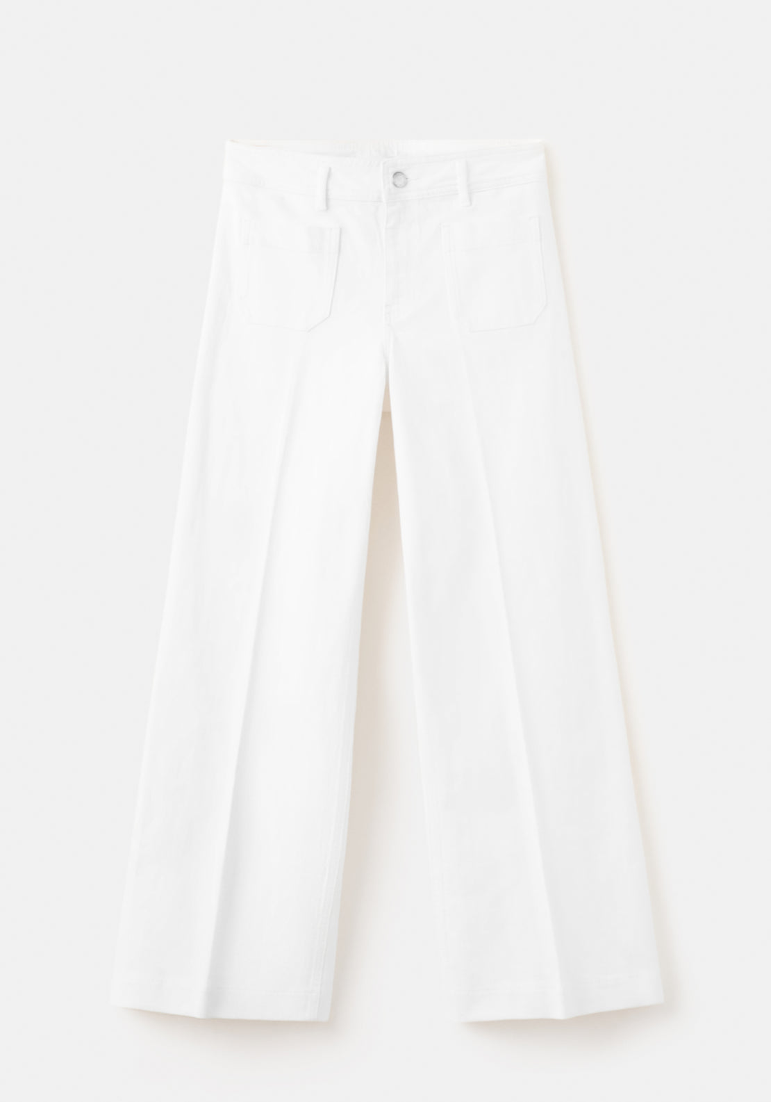 Wide Leg Jeans With Pockets - White