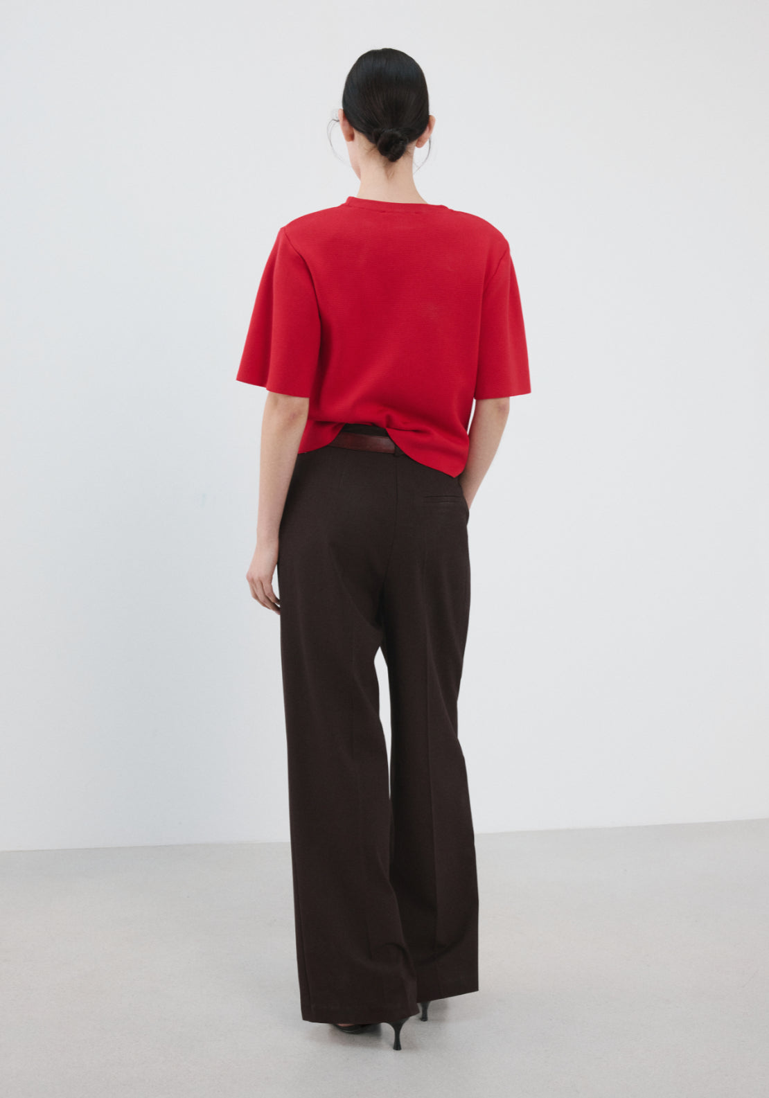 Mango Short Sleeved Knitted Sweater - Red 2 Shaws Department Stores
