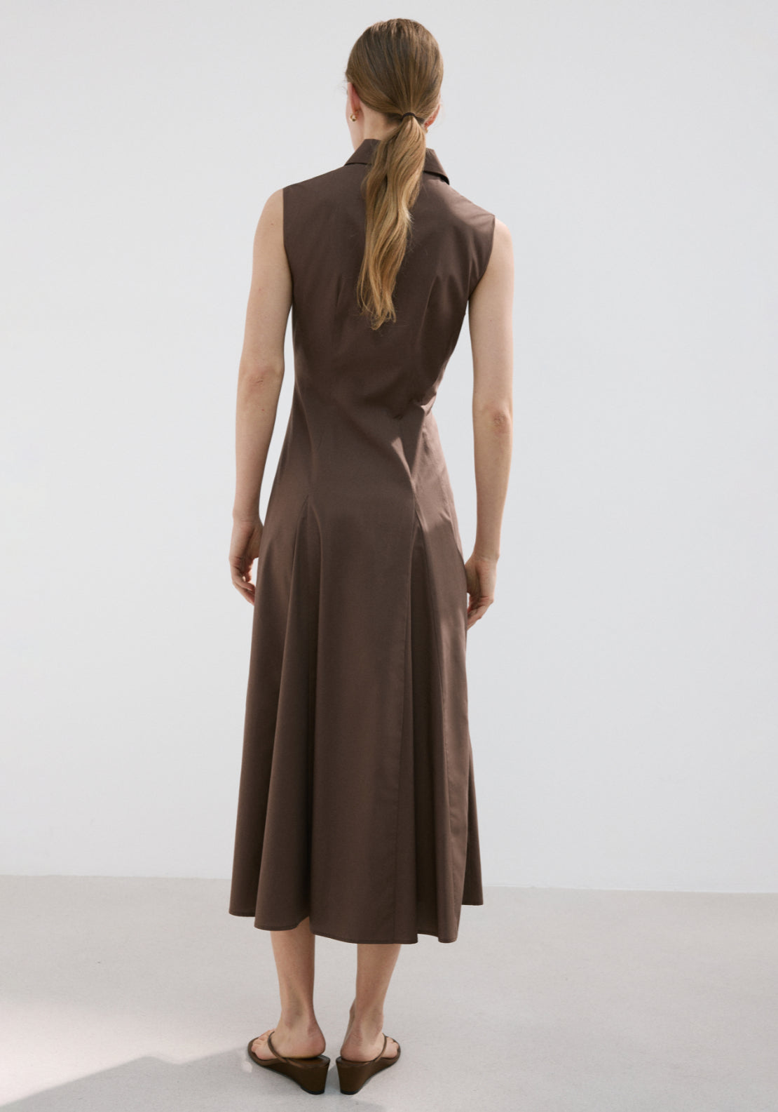 Lyocell Shirt Dress - Brown