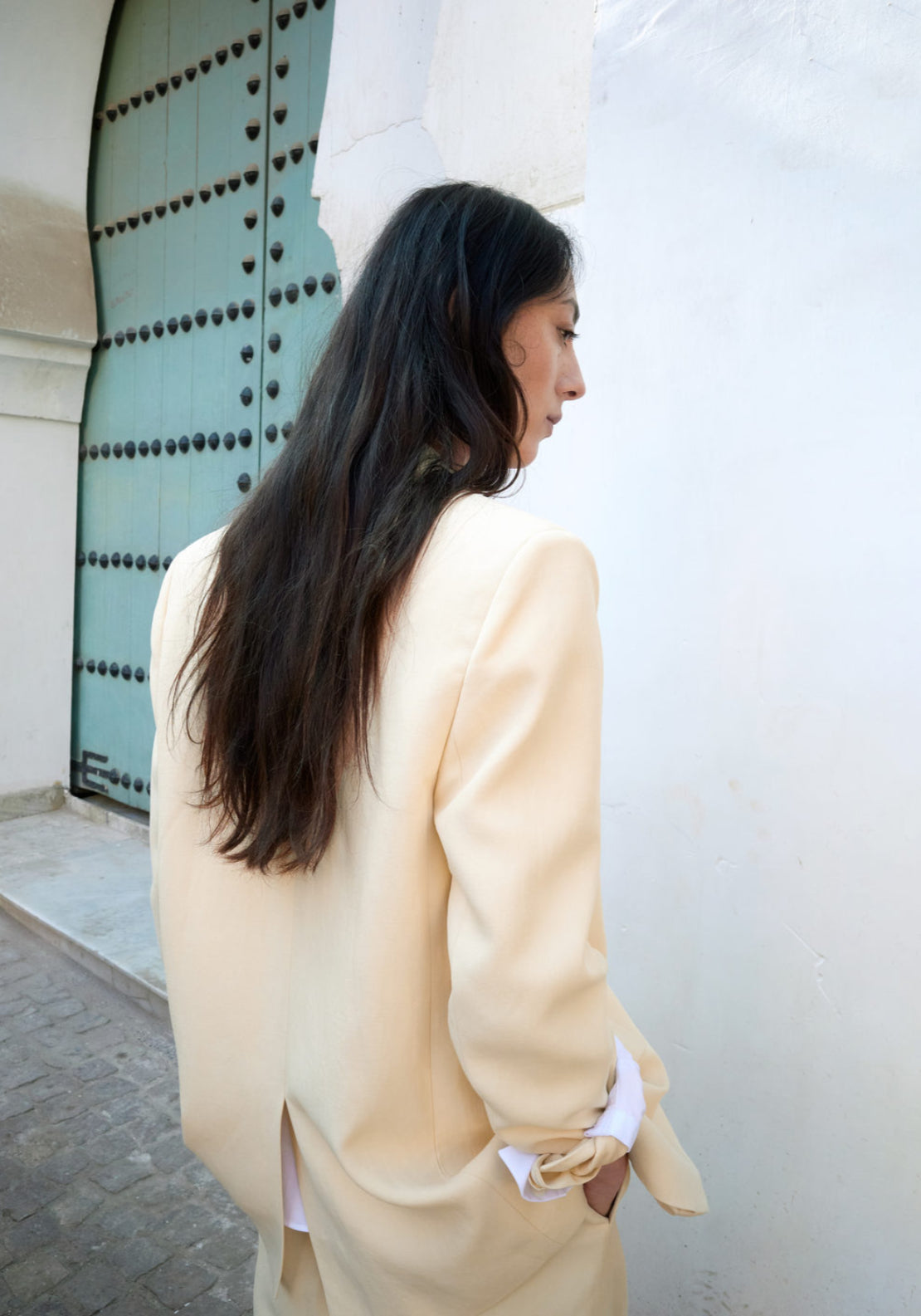 Mango Linen Suit Jacket - Yellow 2 Shaws Department Stores