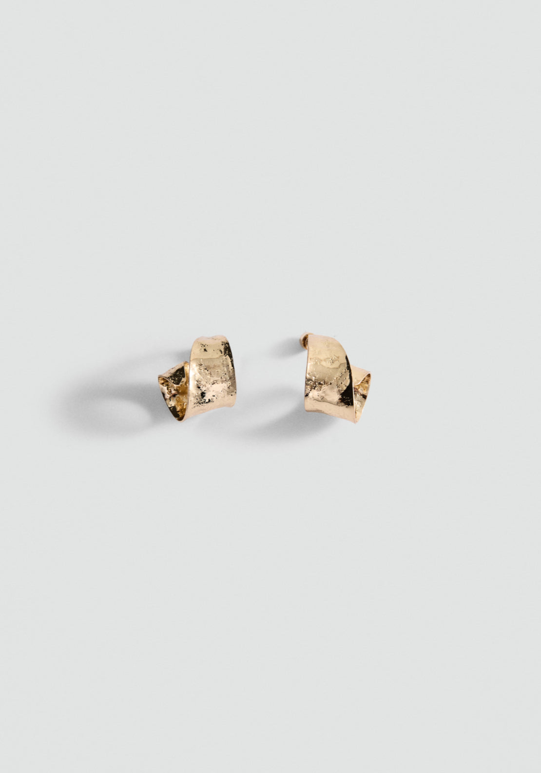 Embossed Semi Hoop Twist Earrings - Gold