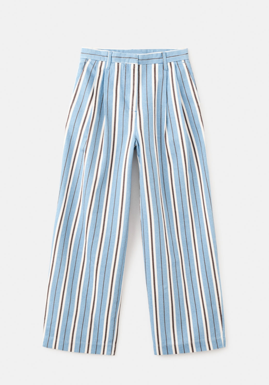 Wide Leg Striped Jeans - Blue