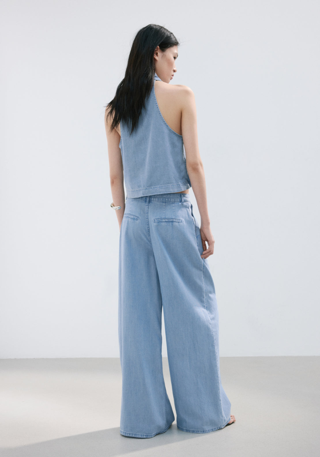 Wideleg Lyocell Trousers - Denim Blue