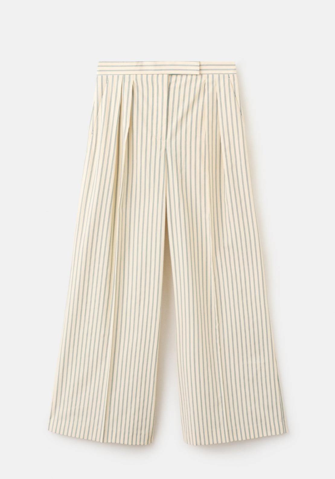 Chalk Stripe Straight Trousers - Yellow