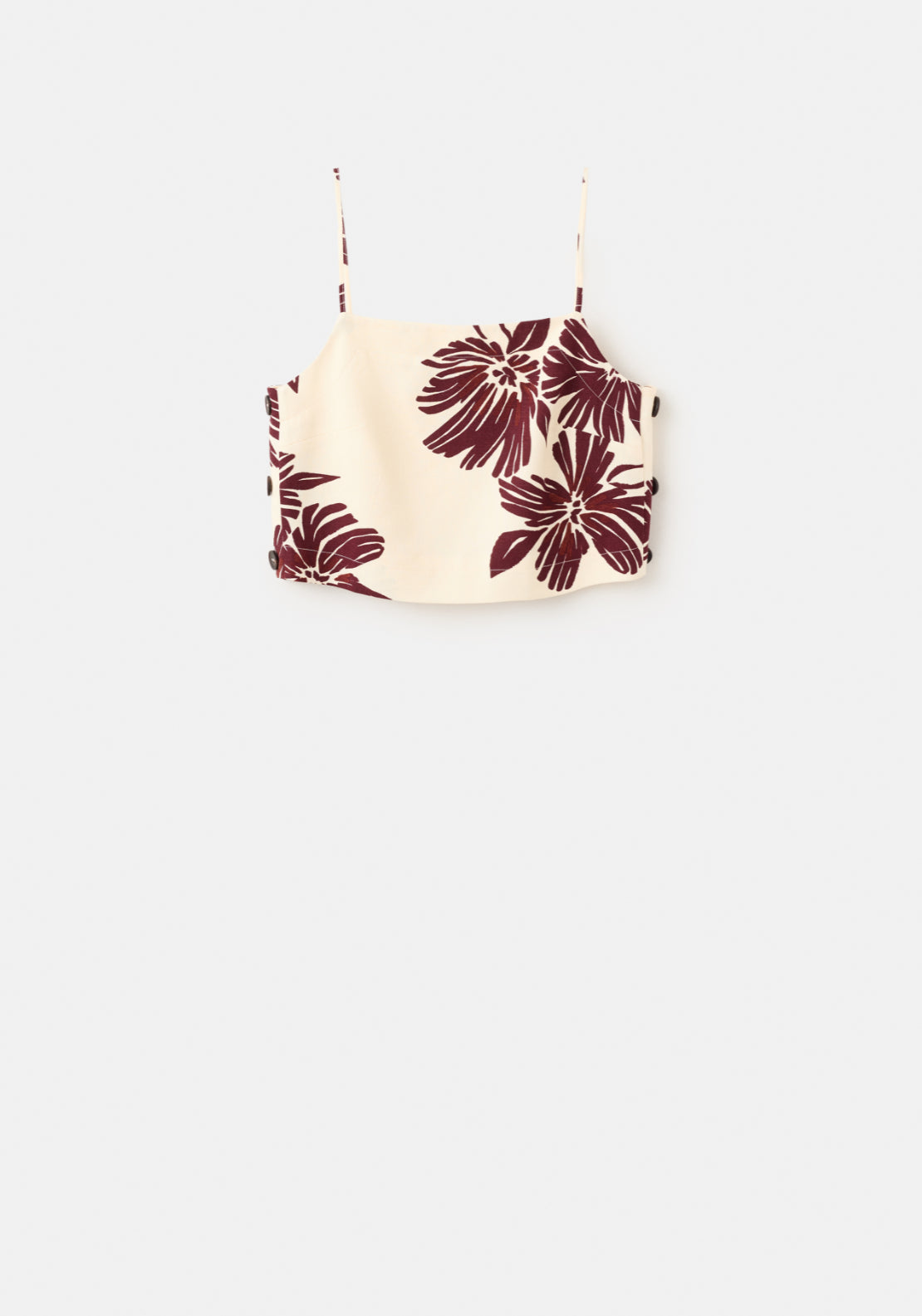Floral Print Spaghetti Strap Top - Cream