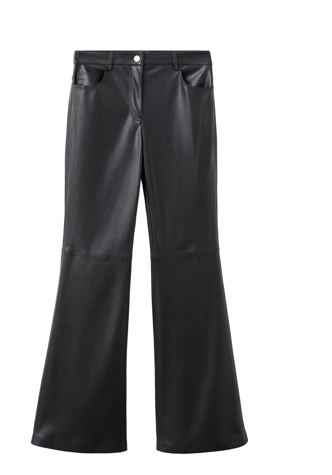 Mango Faux Leather Flared Trousers - Black 7 Shaws Department Stores