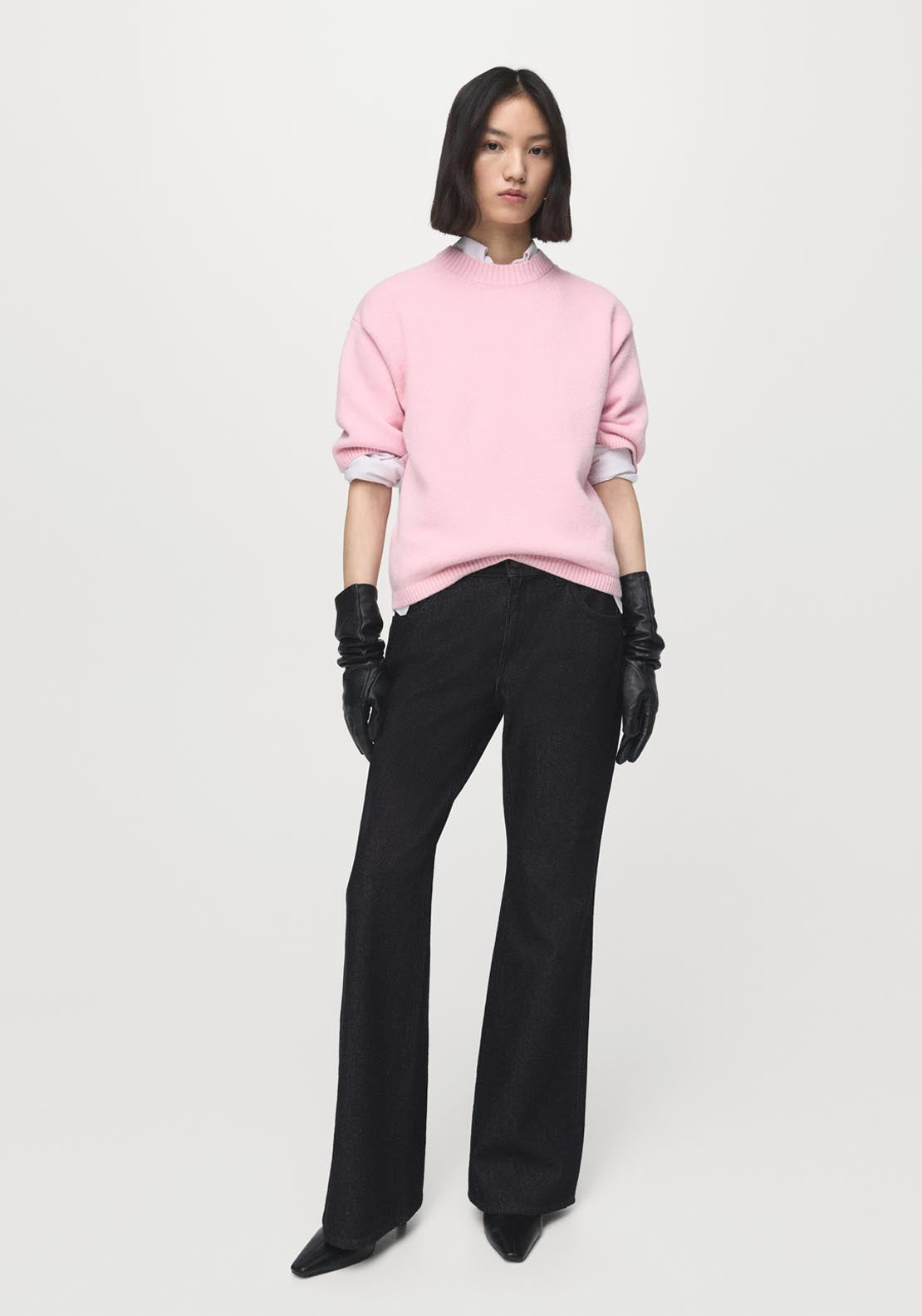 Short-Sleeved Knitted Sweater - Pink