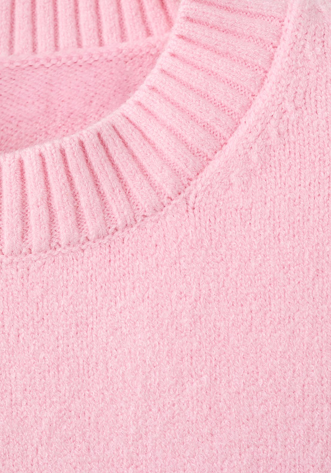 Short-Sleeved Knitted Sweater - Pink
