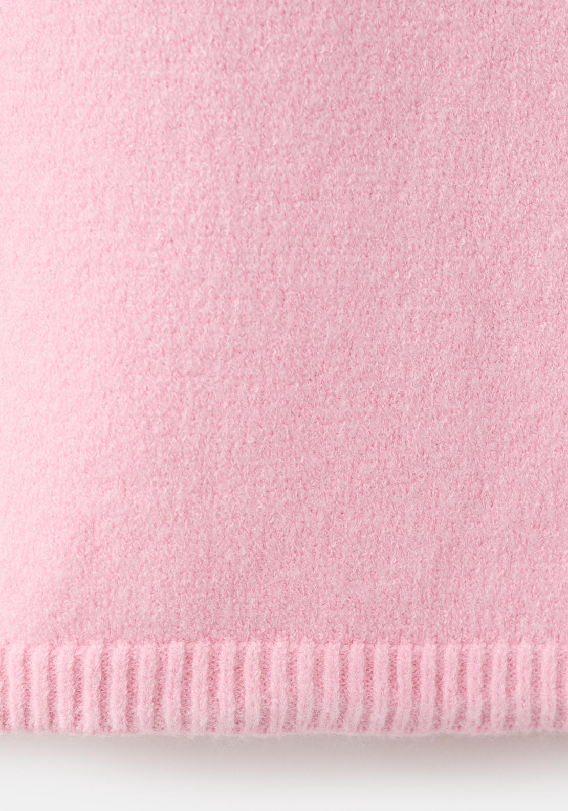 Short-Sleeved Knitted Sweater - Pink