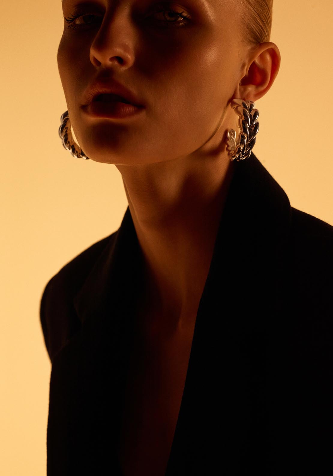Embossed Hoop Earrings - Silver