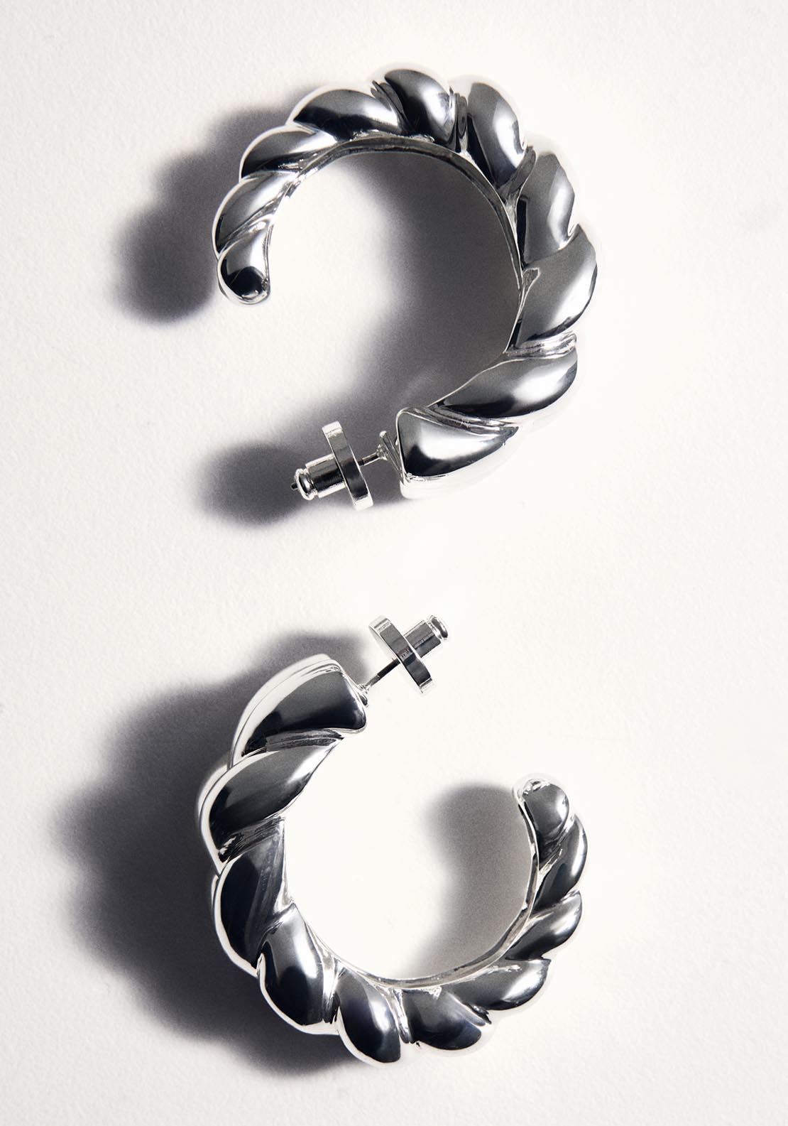 Embossed Hoop Earrings - Silver