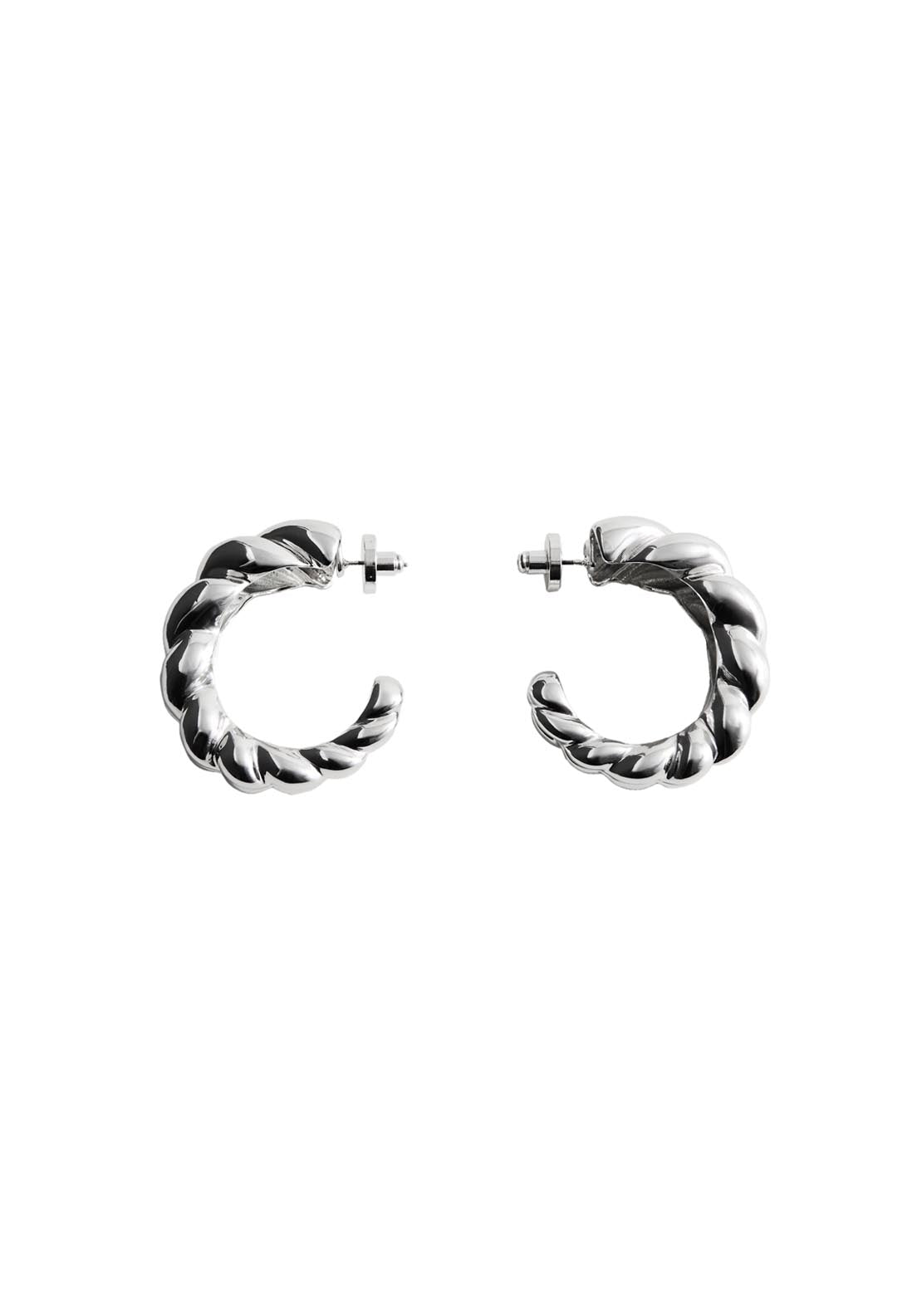 Embossed Hoop Earrings - Silver