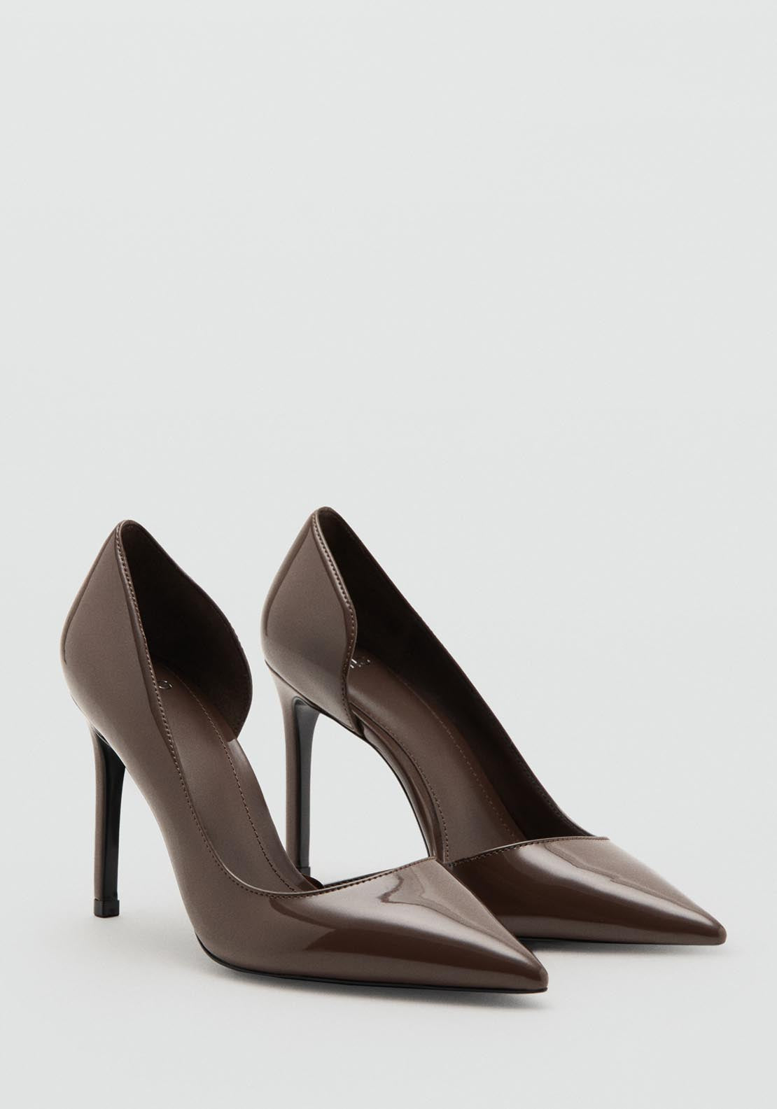 Asymmetrical Patent Leather Court Shoes - Brown