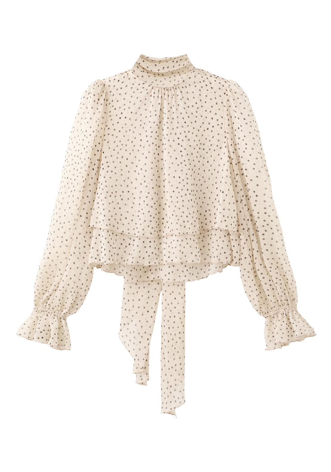 Bow Polka Dot Blouse - Cream