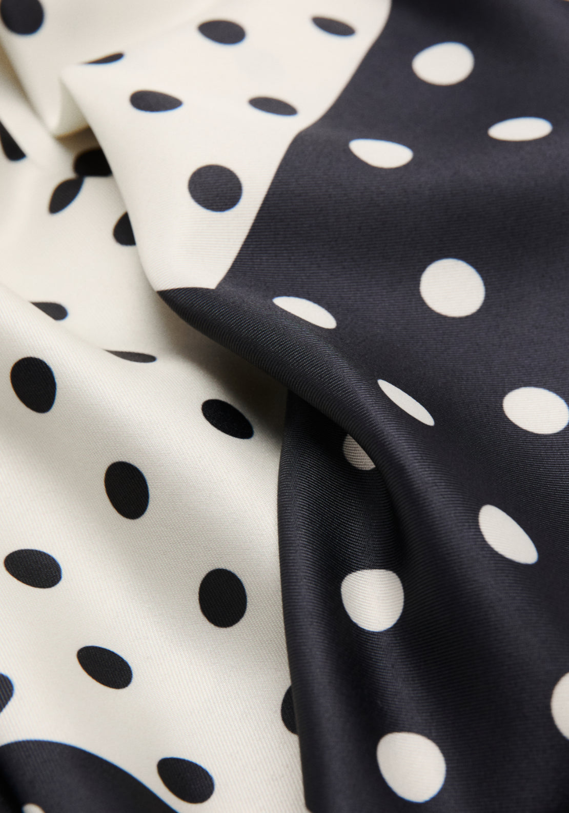 Satin Polka Dot Scarf - Cream