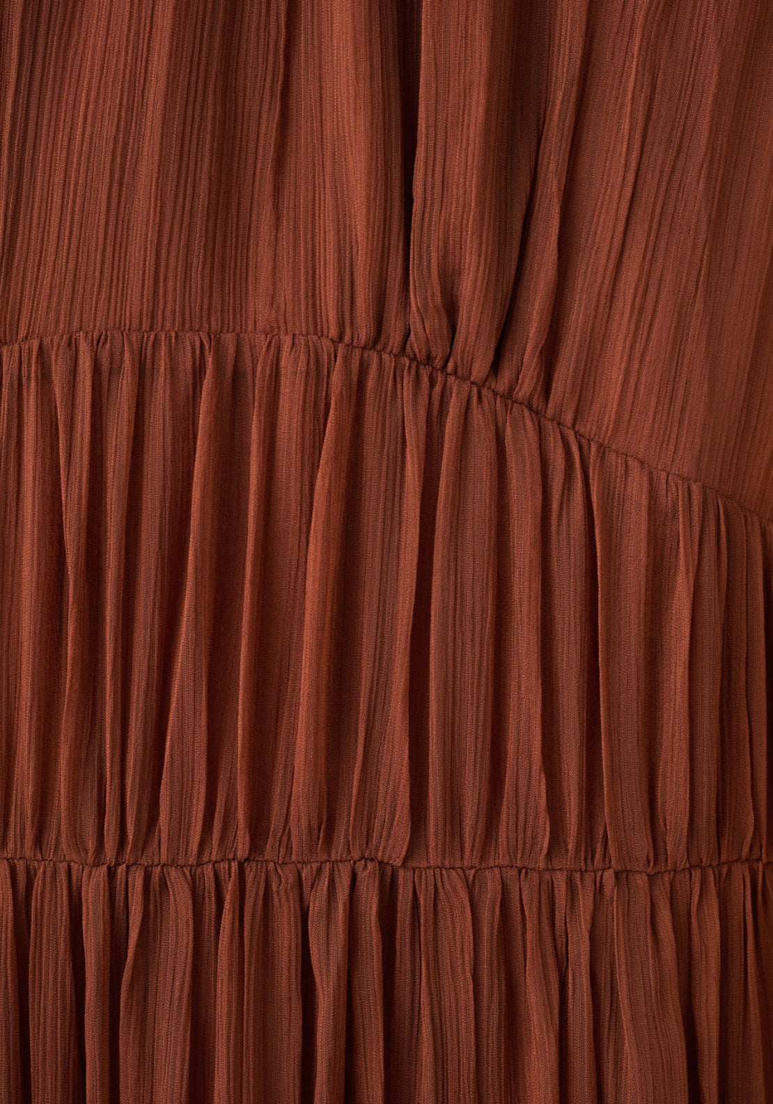 Pleated Chiffon Dress - Brown