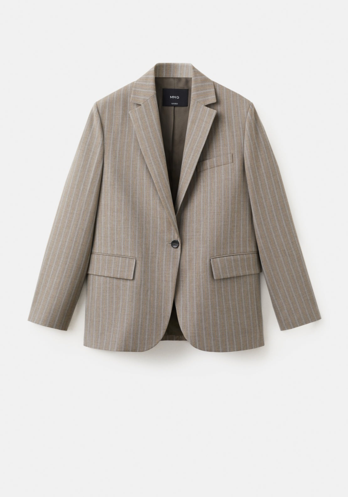 Wool Blend Suit Blazer - Brown