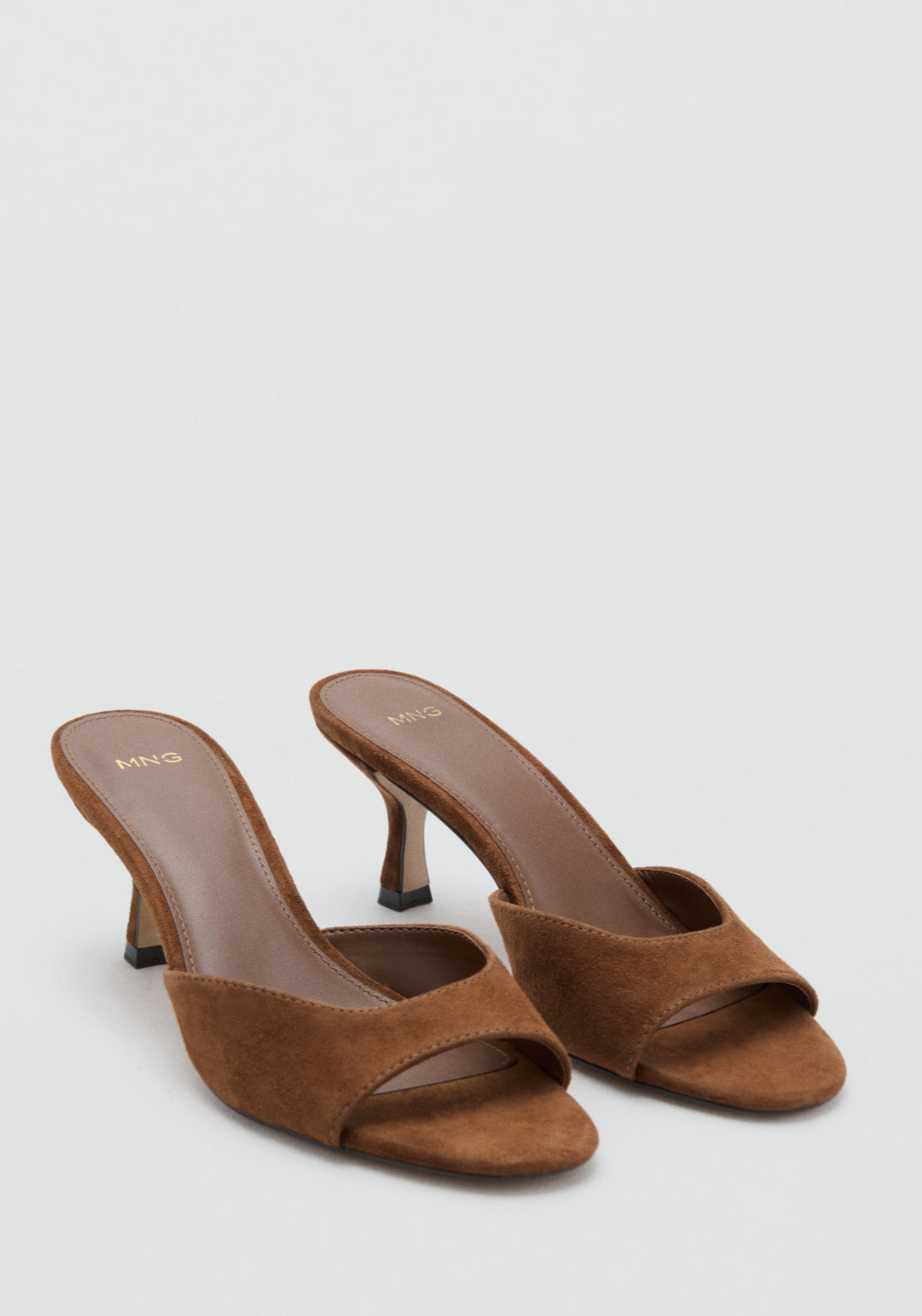 Suede Funnel Heel Sandal - Brown