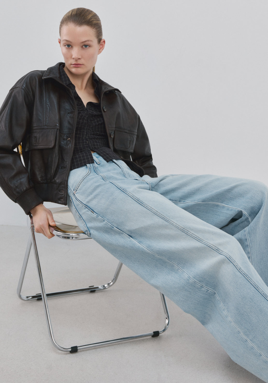 Balloon Jeans With Seams - Blue