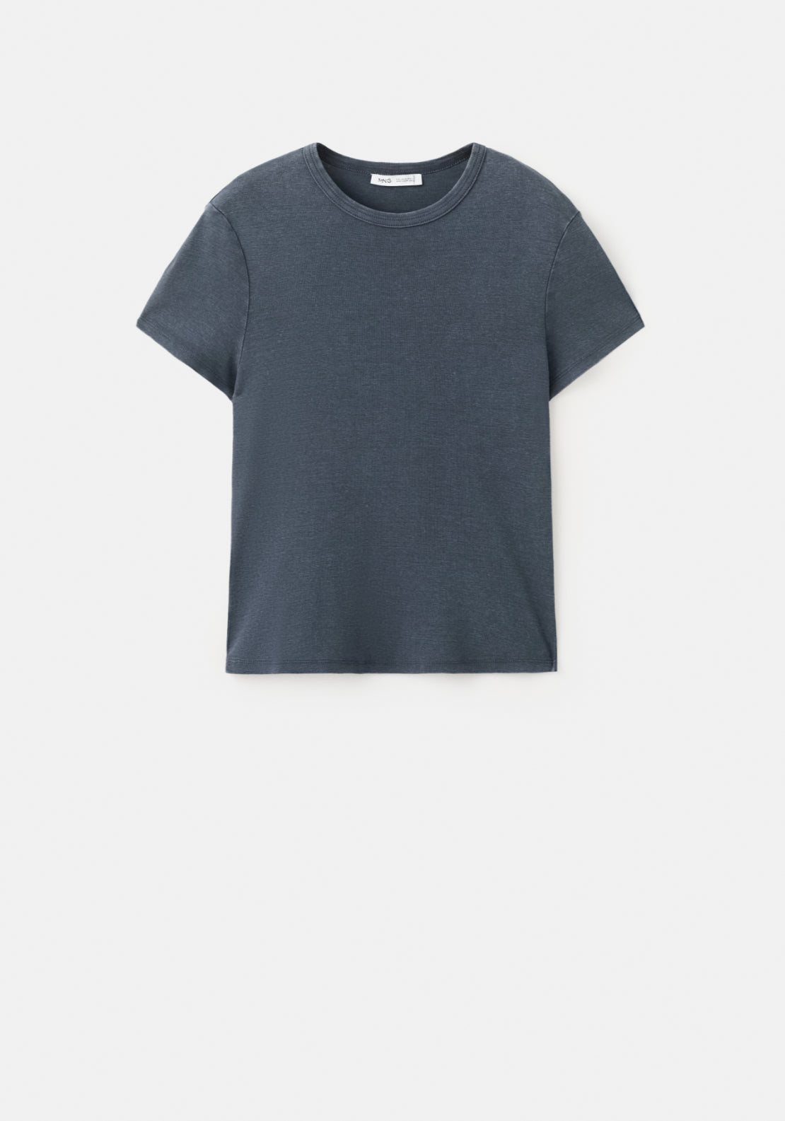 Washed Effect Cotton T-Shirt - Blue
