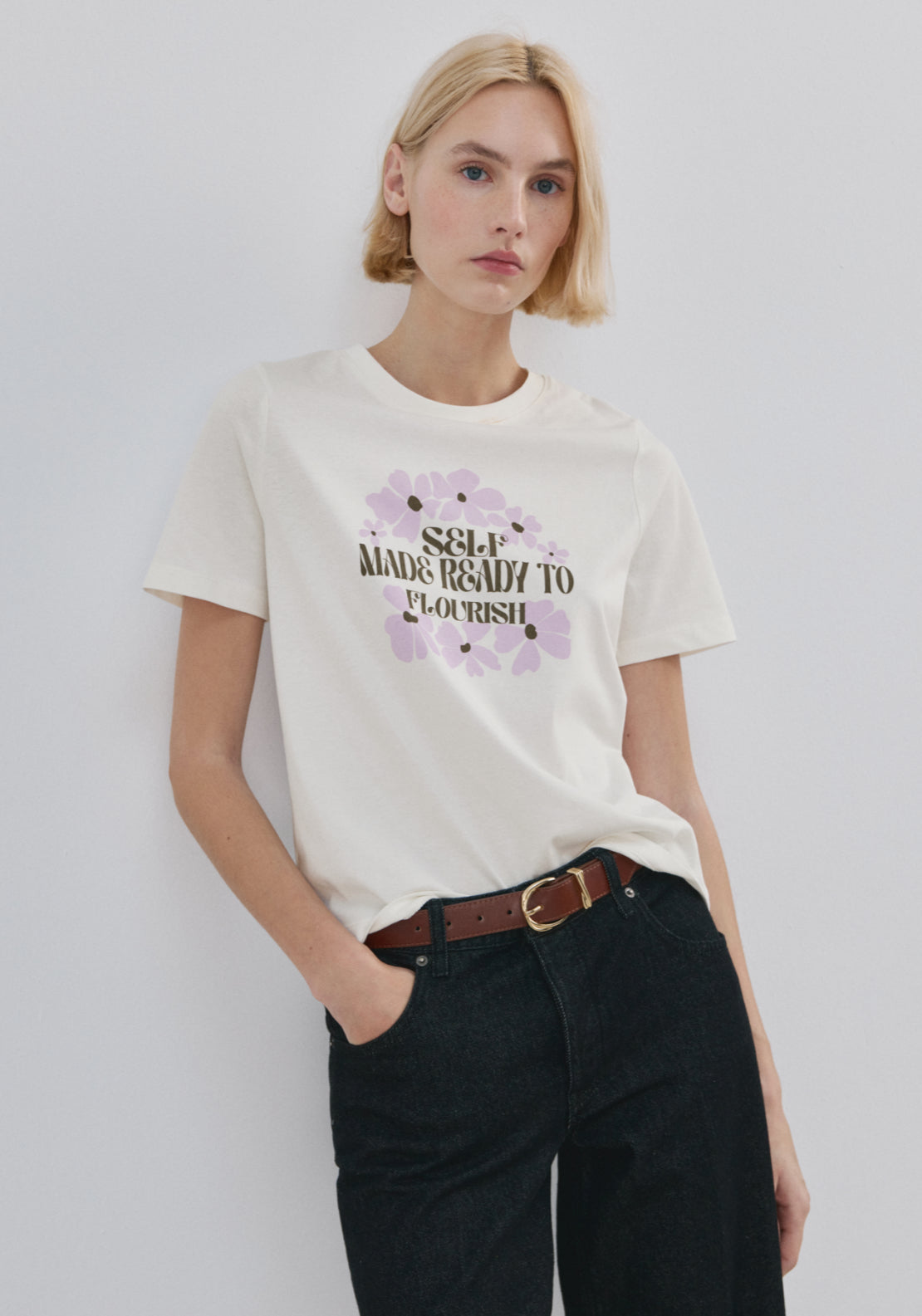 Printed Cotton Blend T-Shirt - Purple