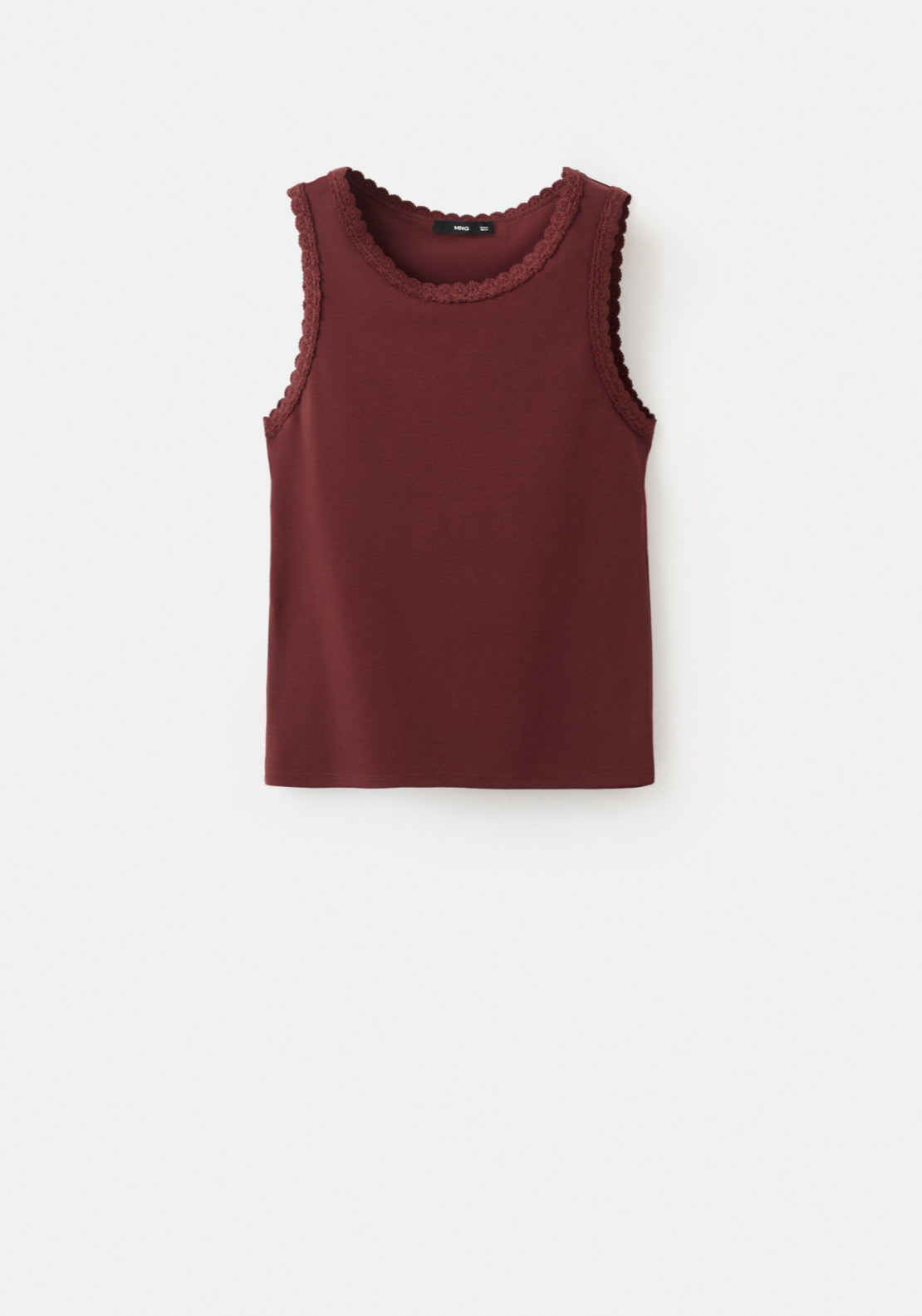 Scalloped Edge Top - Brown