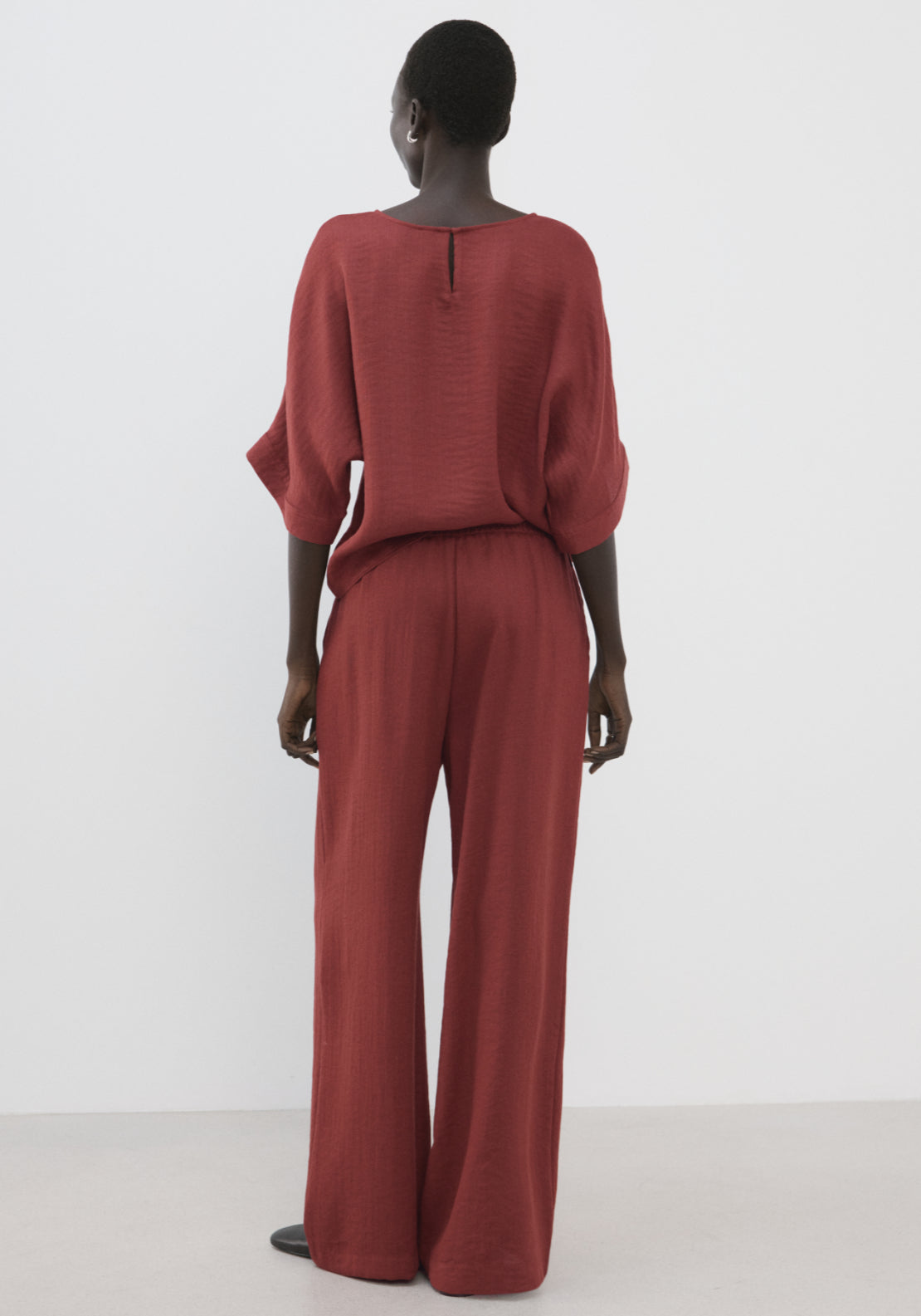High Waist Palazzo Trousers - Red