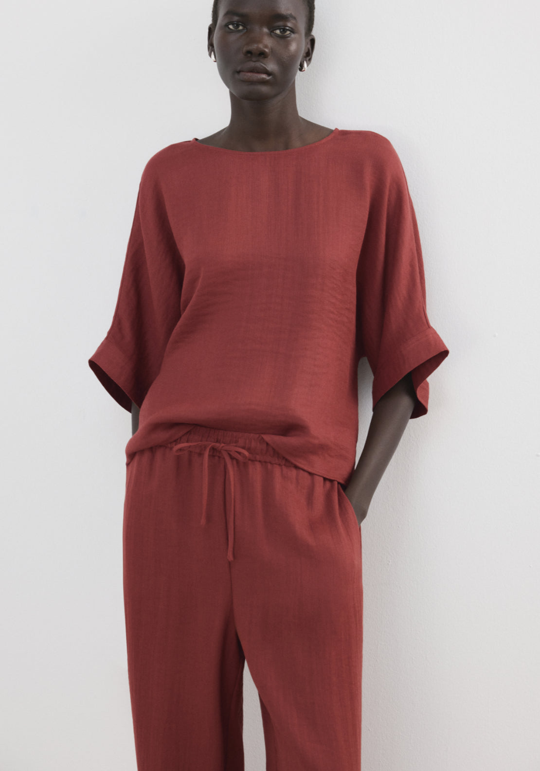 High Waist Palazzo Trousers - Red