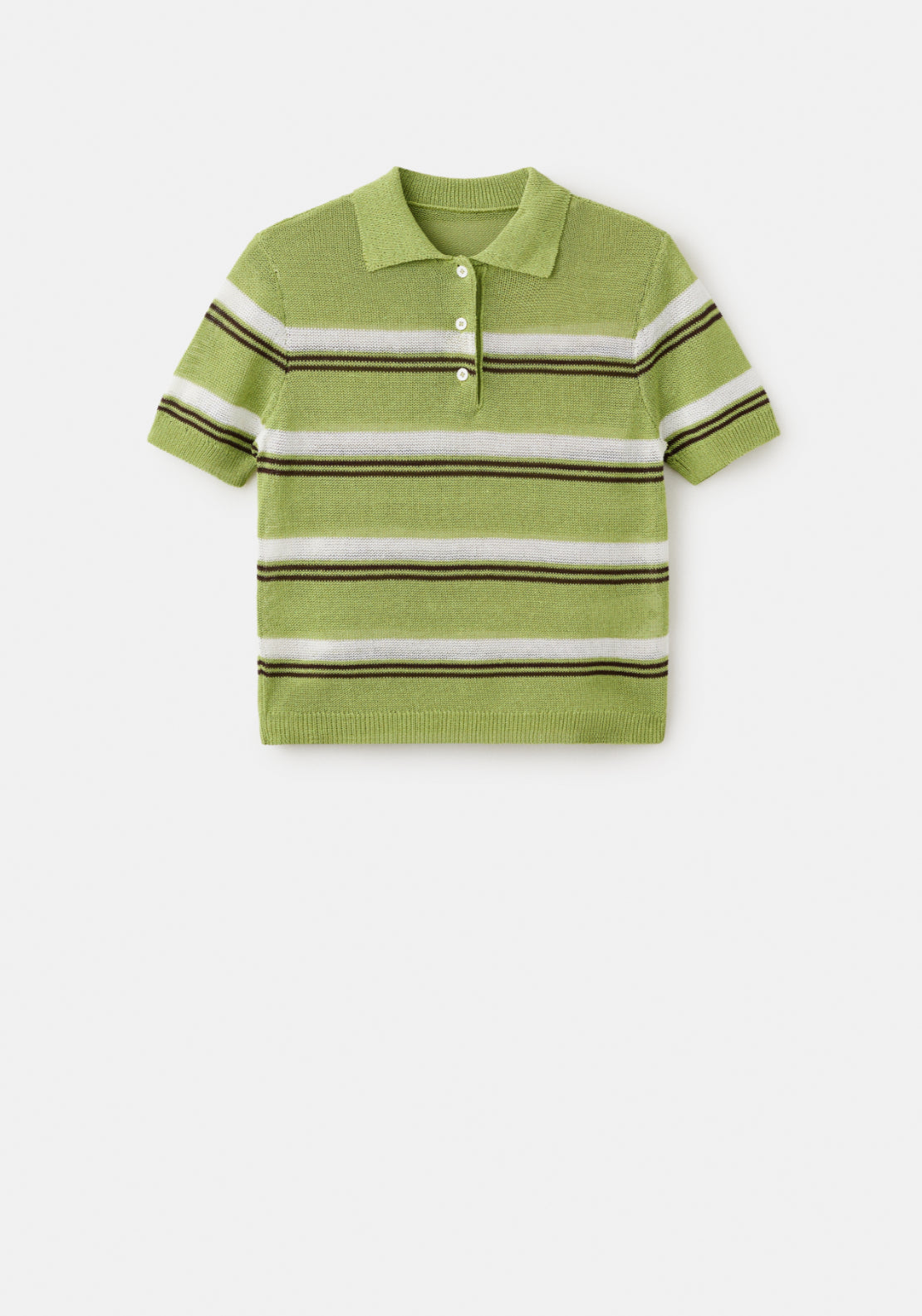 Knitted Polo Neck Sweater - Green